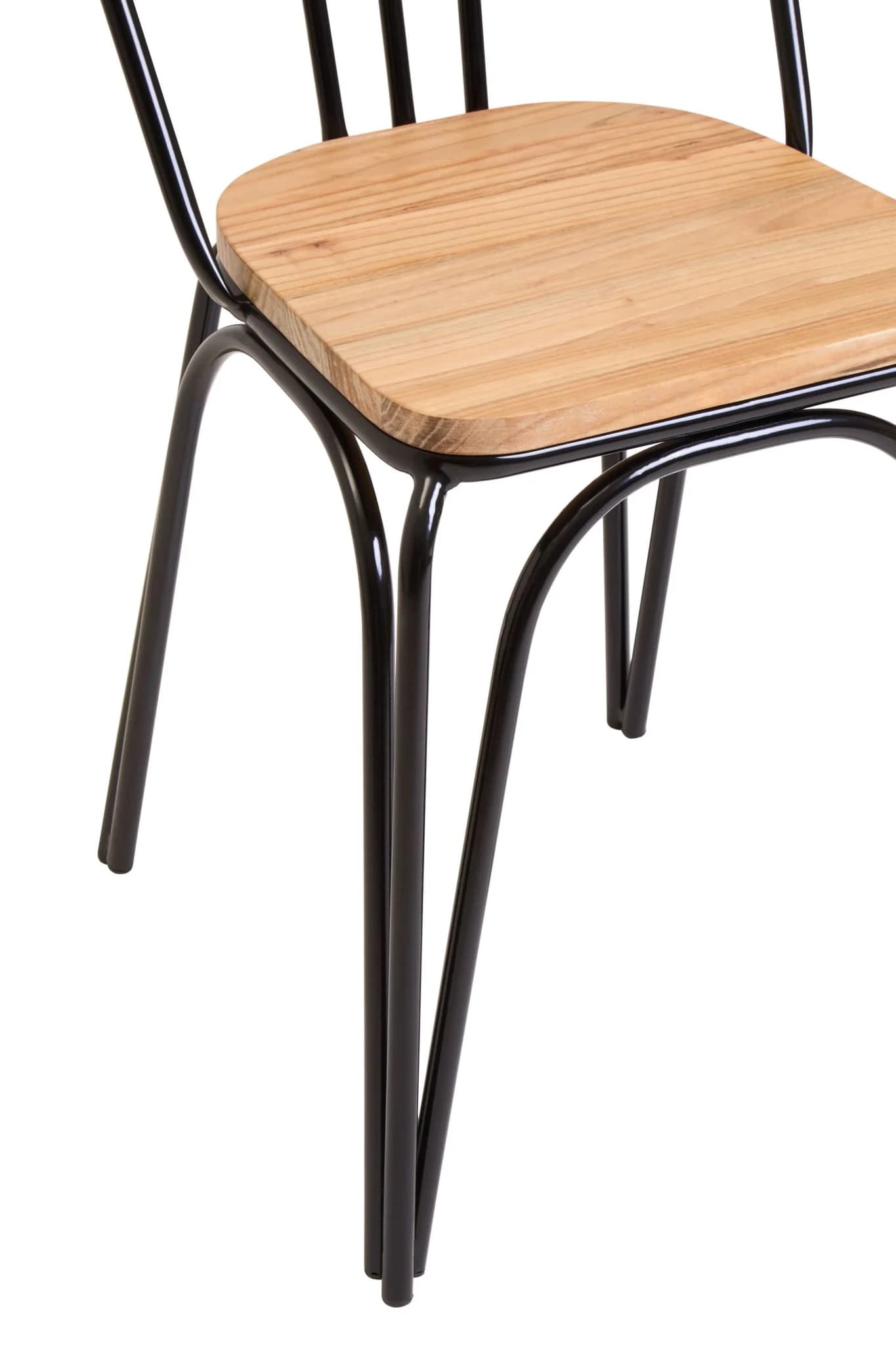 District Dining Chair Elm Wood Seat With Black Finish Metal Frame - Seating, photo 8 of 8