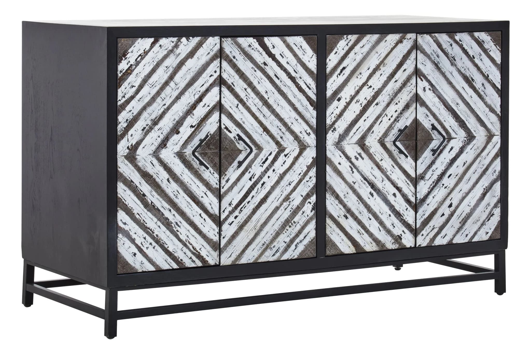 Lombok Black Rustic Chevron Four Door Sideboard - Bookcases & shelving, photo 4 of 8