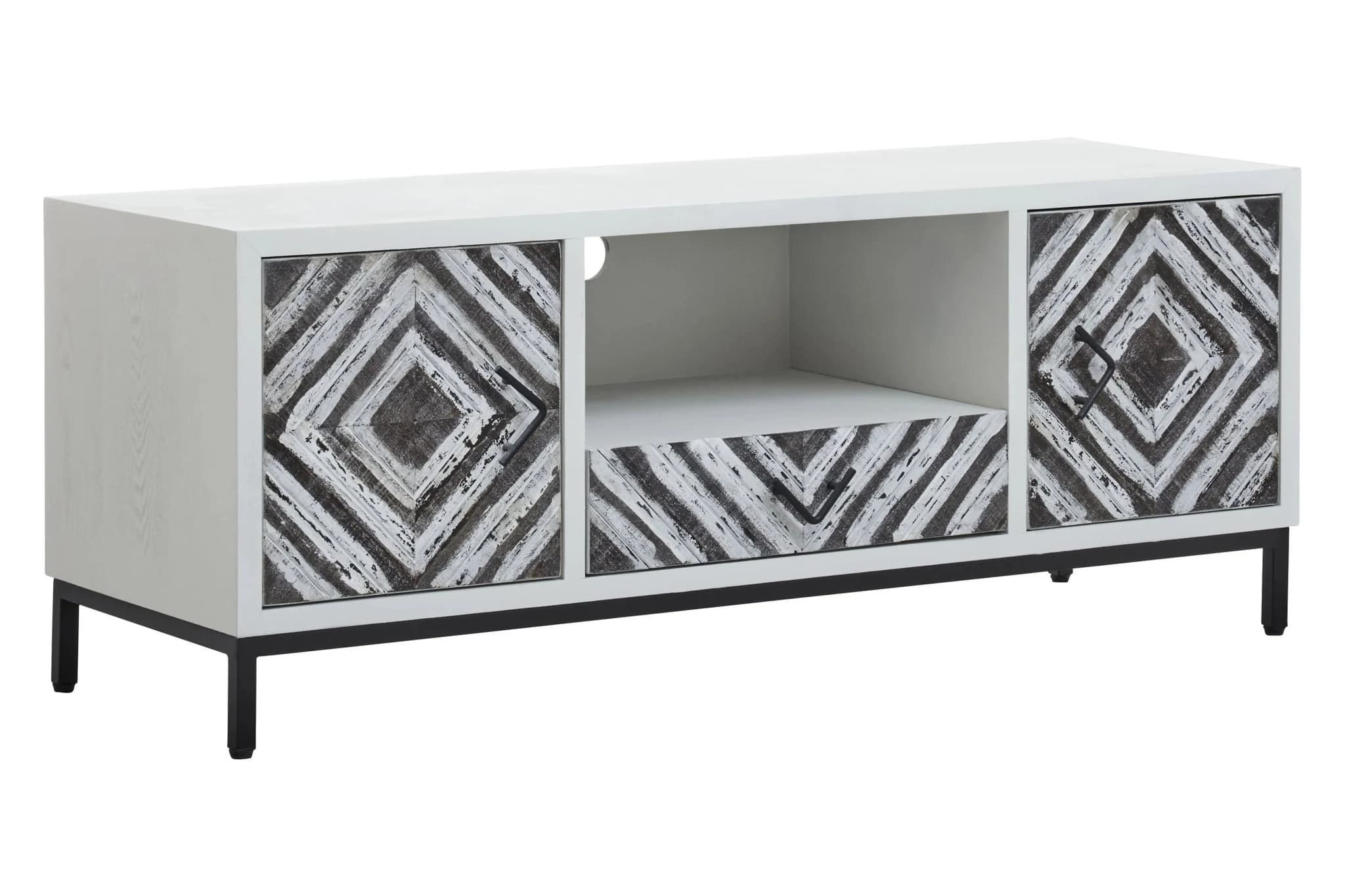 Lombok Rustic Chevron and White Frame Media Unit - Bookcases & shelving, photo 4 of 8