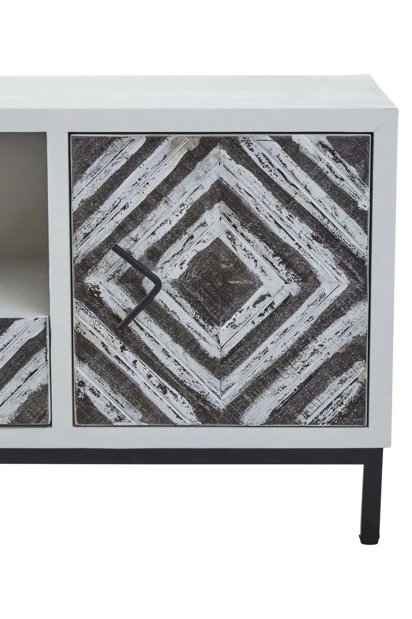 Lombok Rustic Chevron and White Frame Media Unit - Bookcases & shelving, photo 8 of 8