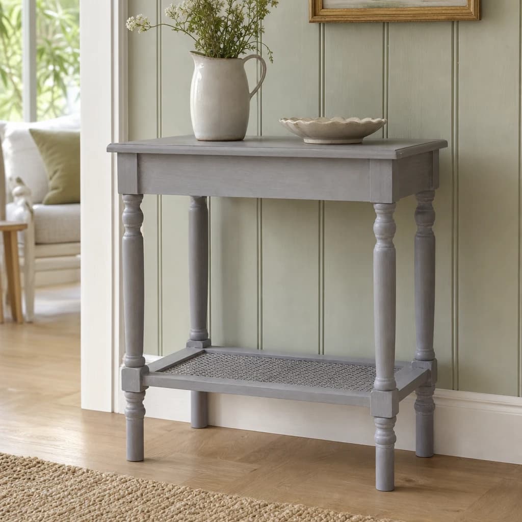 Heritage Grey Wash Wooden Side Table with Lower Shelf - Bookcases & shelving, photo 1 of 8