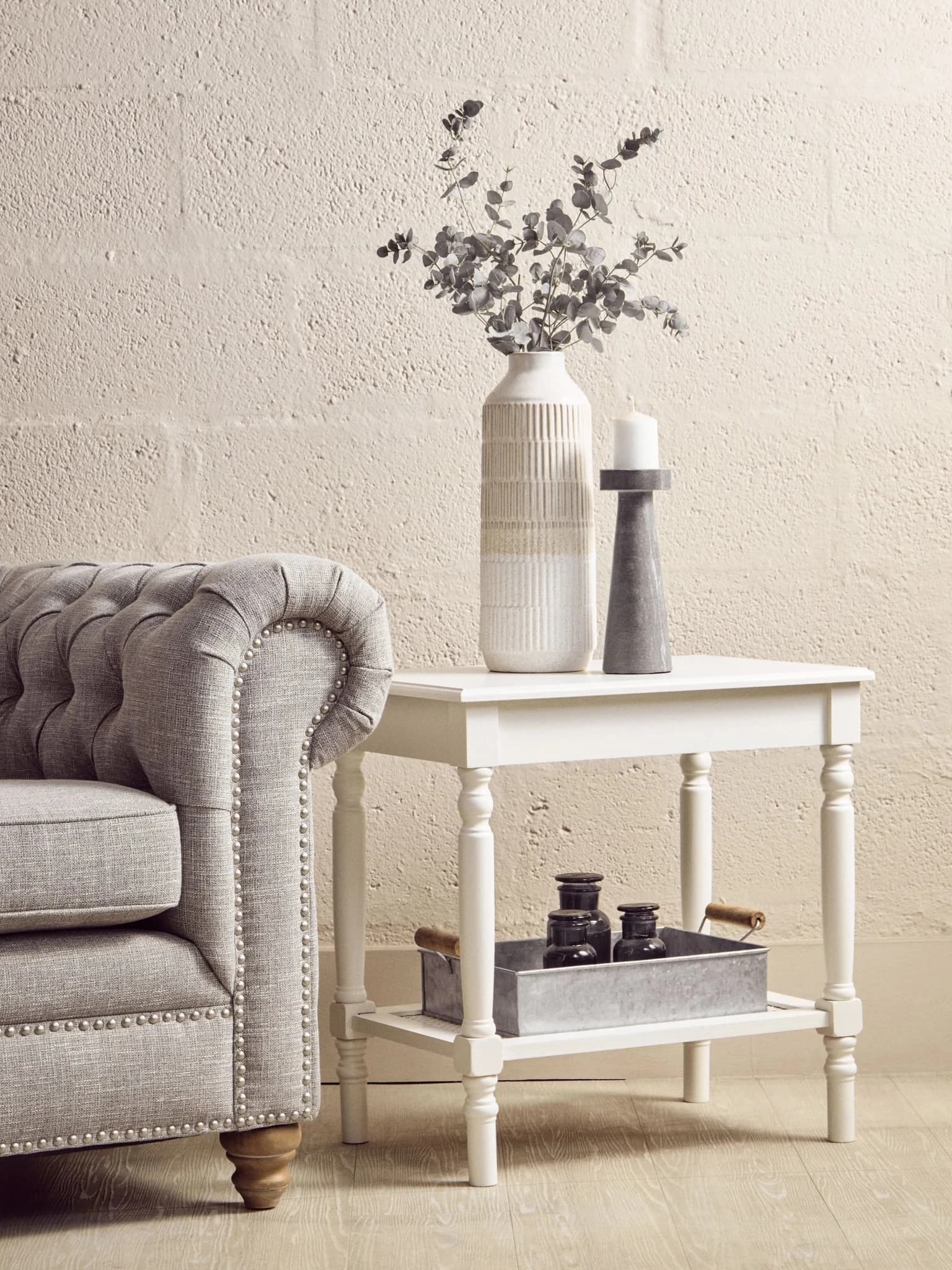 Heritage White Wooden Side Table with Lower Shelf - Bookcases & shelving, photo 4 of 8