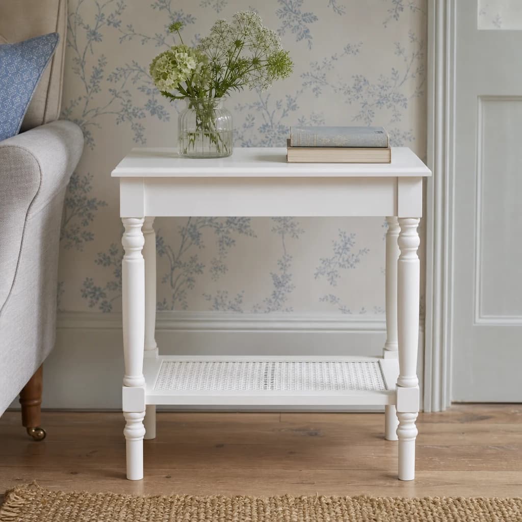 Heritage White Wooden Side Table with Lower Shelf - Bookcases & shelving, photo 1 of 8