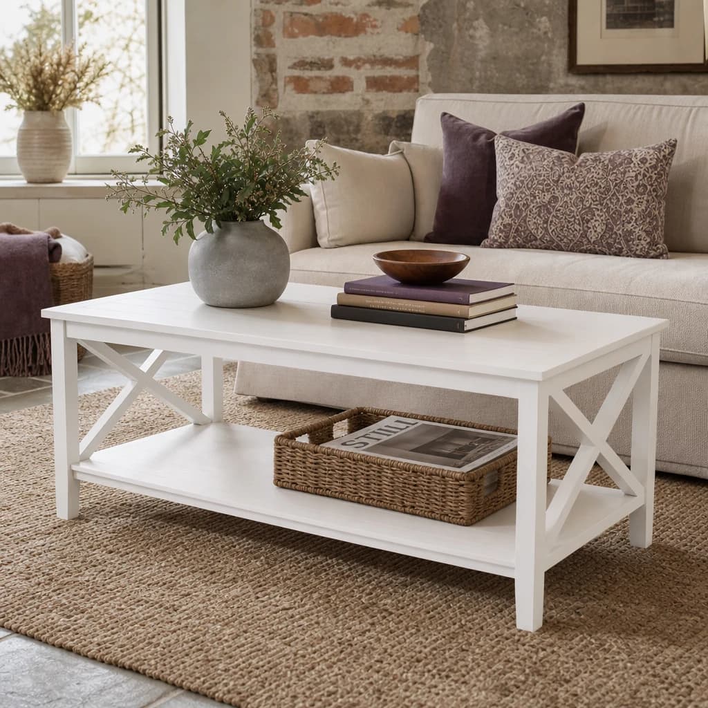 Heritage White Rectangular Wooden Coffee Table - Tables, photo 1 of 8