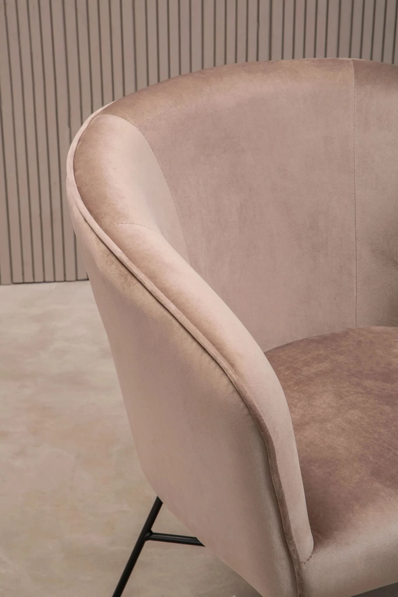 Stockholm Mink Velvet Curved Accent Chair - Seating, photo 7 of 8