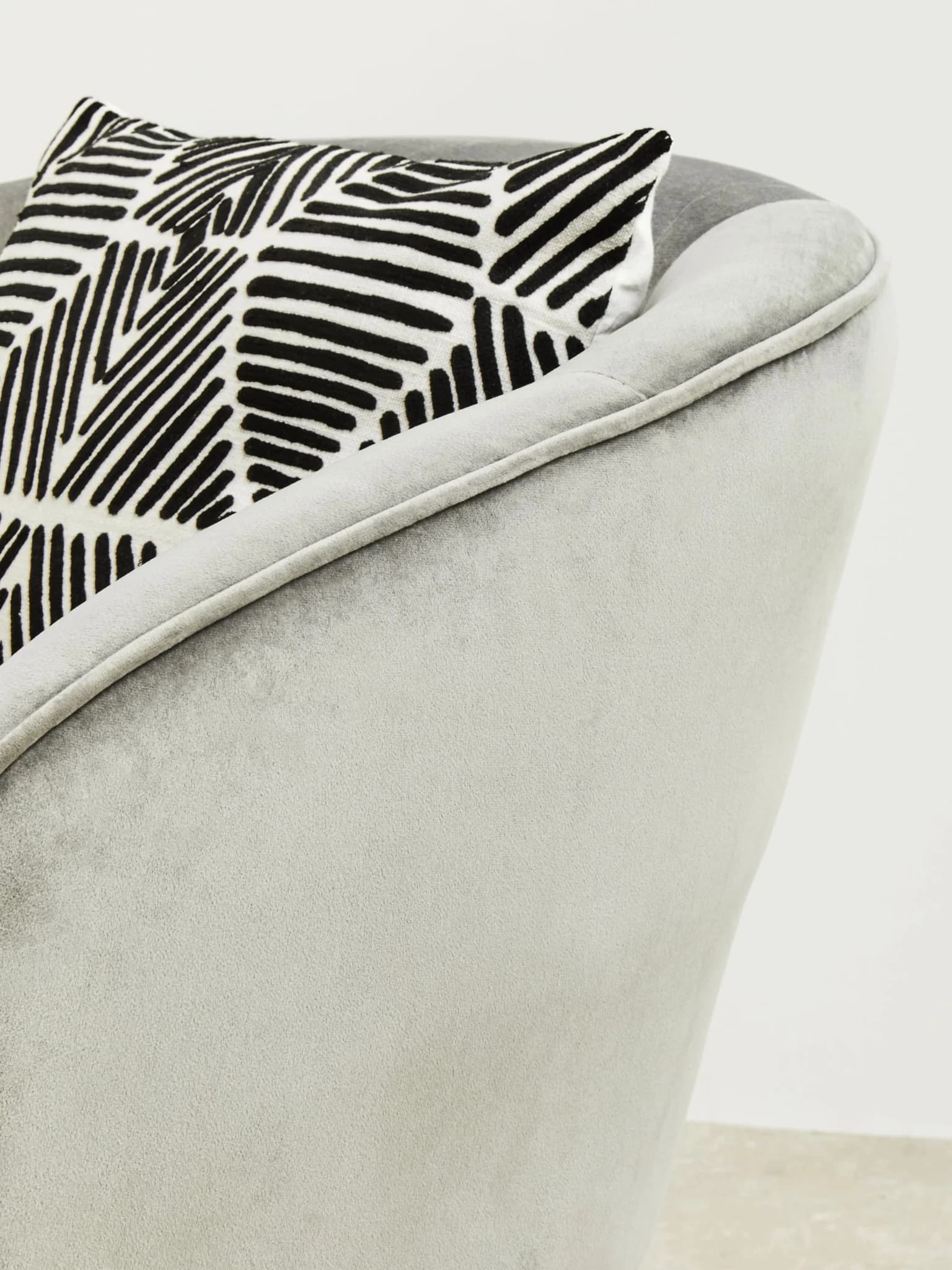 Stockholm Grey Velvet Curved Accent Chair - Seating, photo 7 of 8