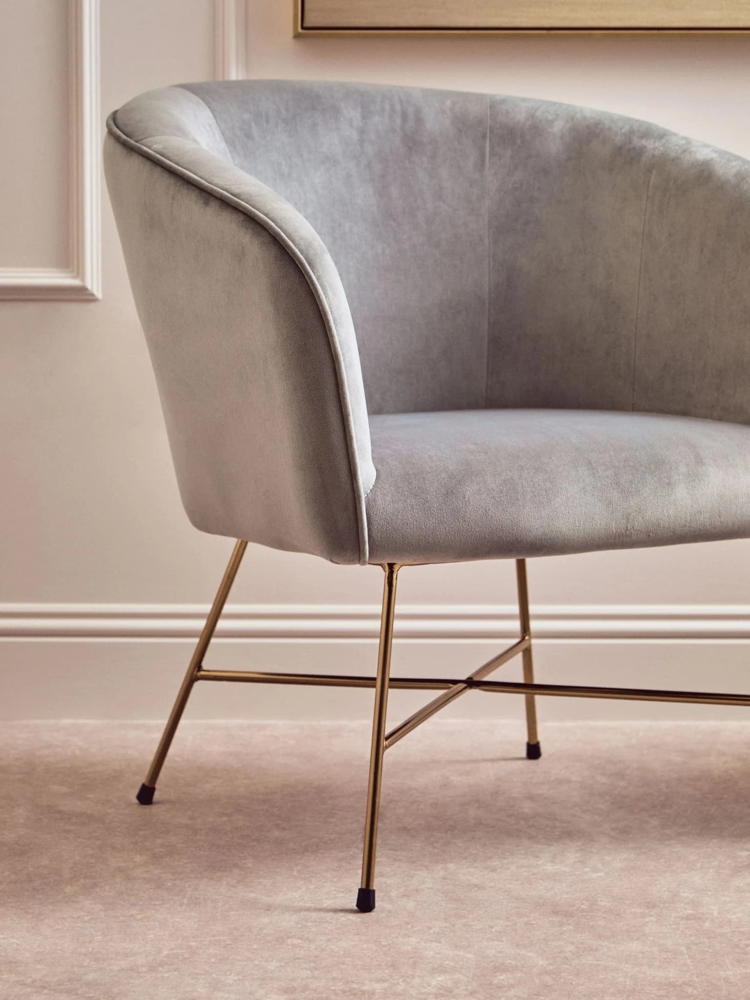 Stockholm Grey Velvet Curved Accent Chair - Seating, photo 4 of 8