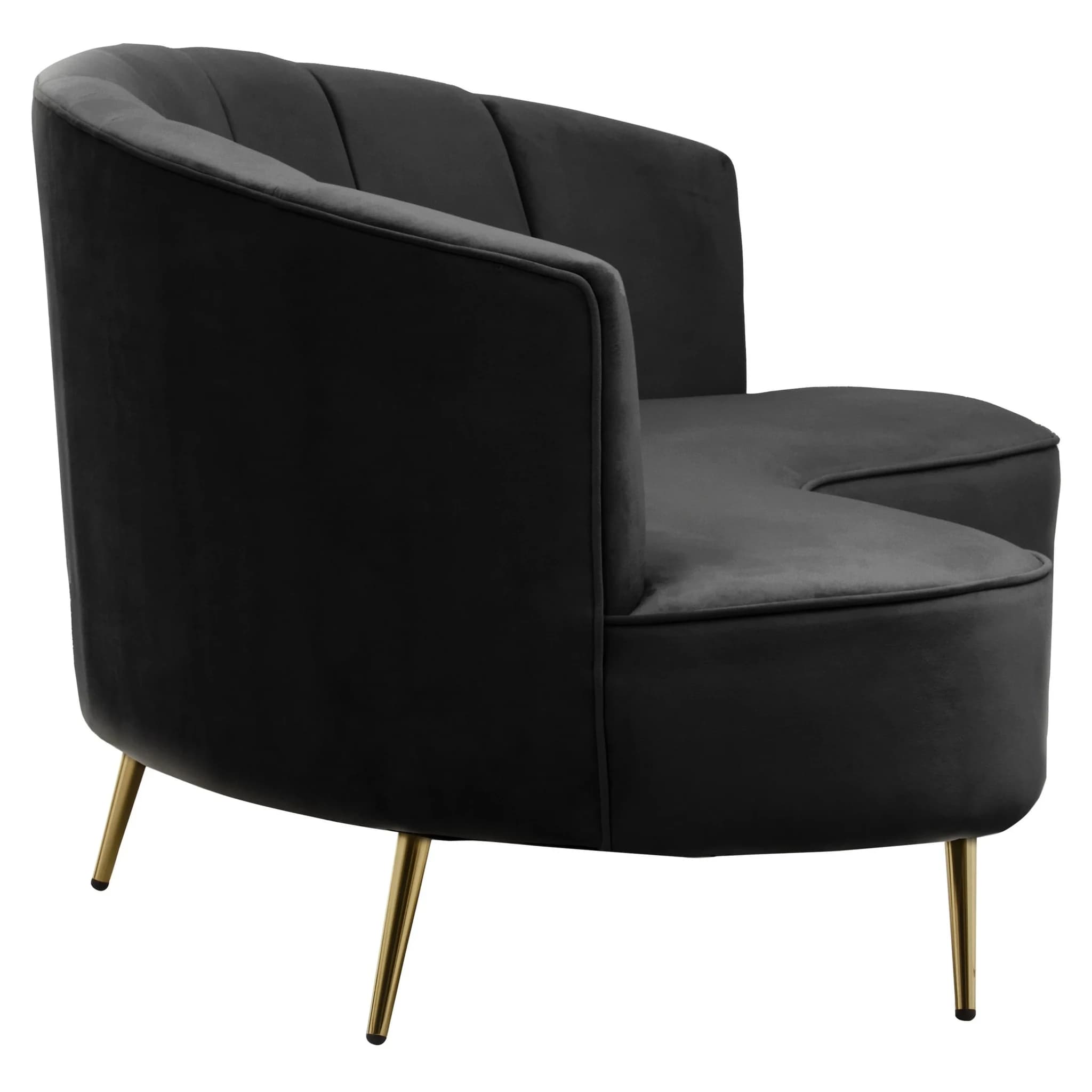 Hasna Three Seat Black Velvet Sofa - Seating, photo 3 of 7