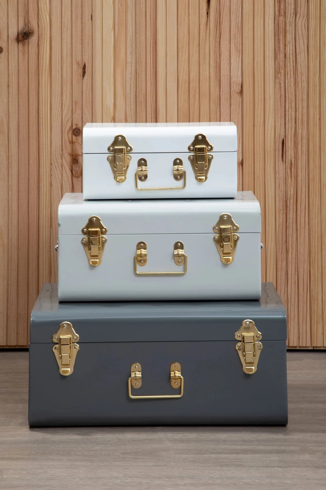 Parley Set of Three Assorted Grey Storage Trunks - Bookcases & shelving, photo 5 of 8