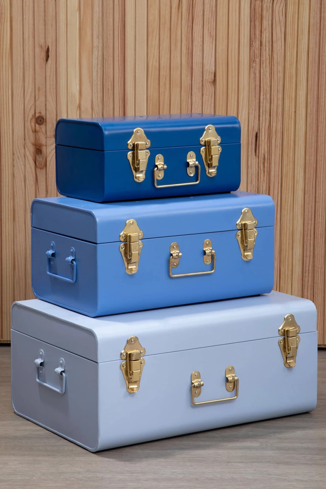 Parley Set of Three Assorted Blue Storage Trunks - Bookcases & shelving, photo 6 of 8