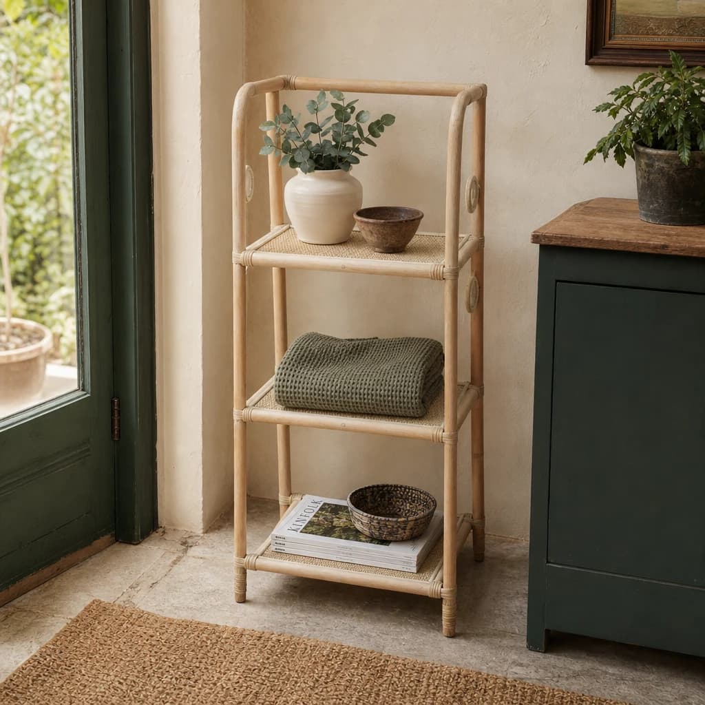 Mataram Three Tier Rattan Square Shelf Unit - Bookcases & shelving, photo 1 of 6