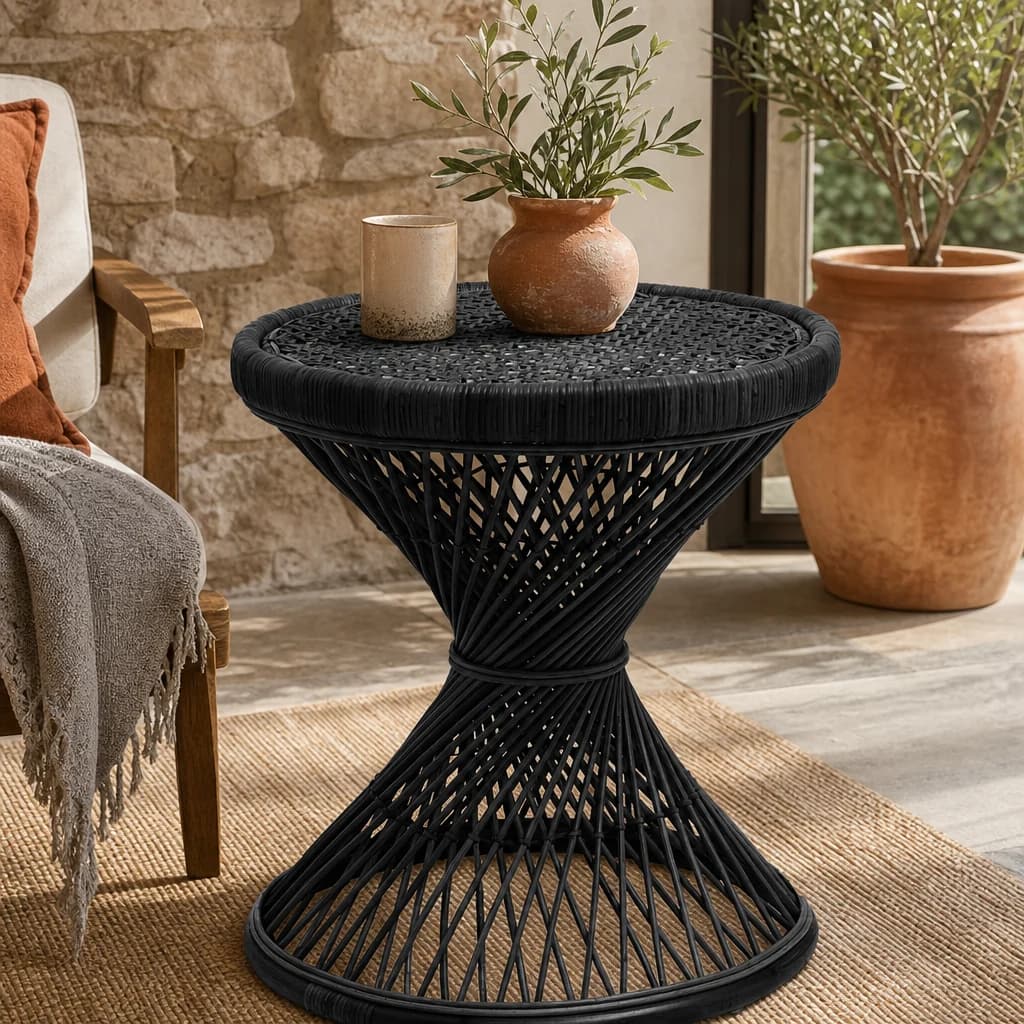 Mataram Black Finish Twisted Table - Tables, photo 1 of 8