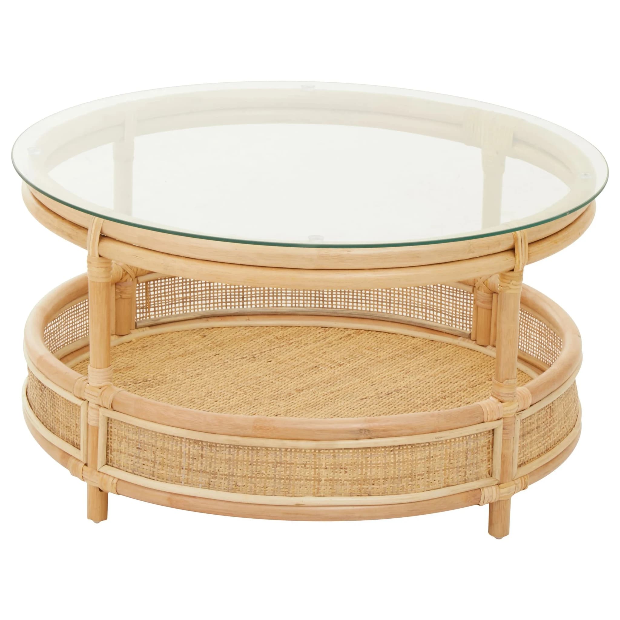 Mataram Rattan Coffee Table With Glass Top - Tables, photo 2 of 4