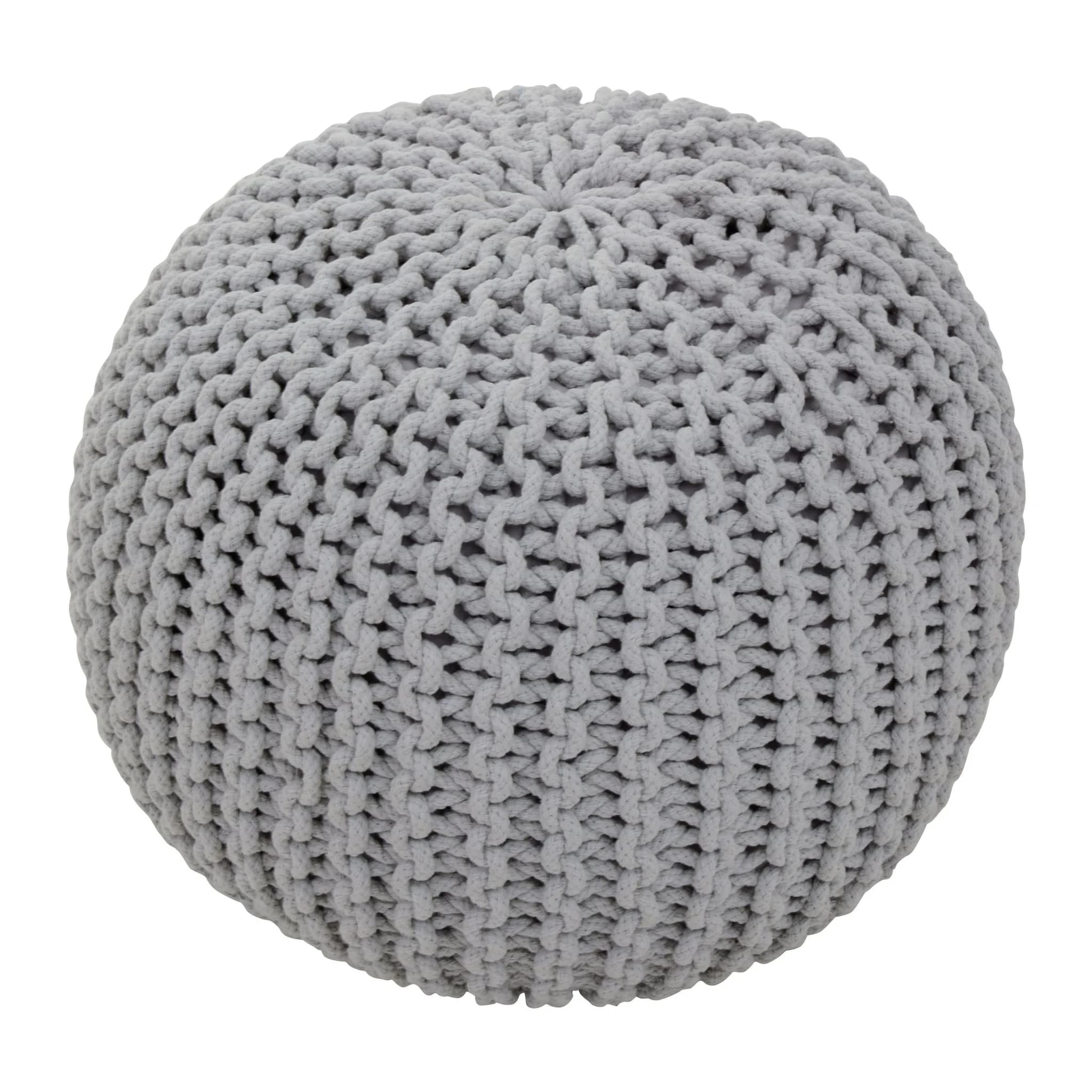 Marlowe Kids Grey Knitted Round Pouffe - Decorative, photo 5 of 7