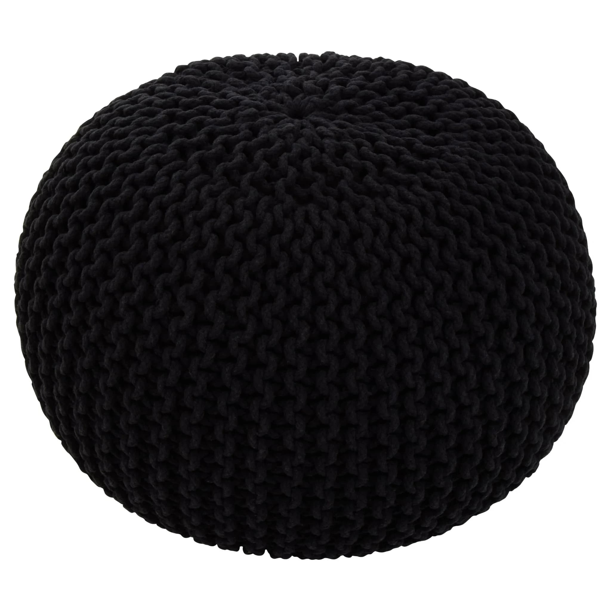 Marlowe Kids Black Knitted Round Pouffe - Decorative, photo 6 of 8