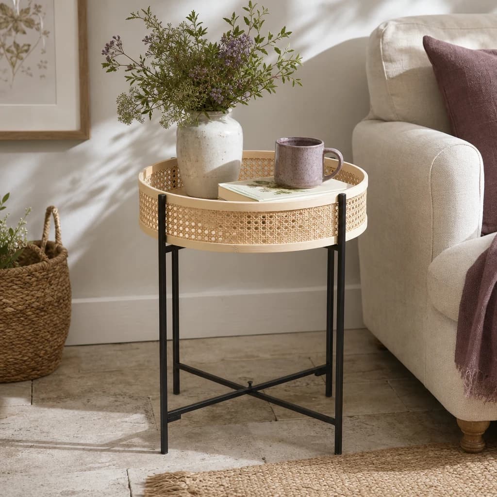 Depok Rattan Side Table With Metal Legs - Tables, photo 1 of 8