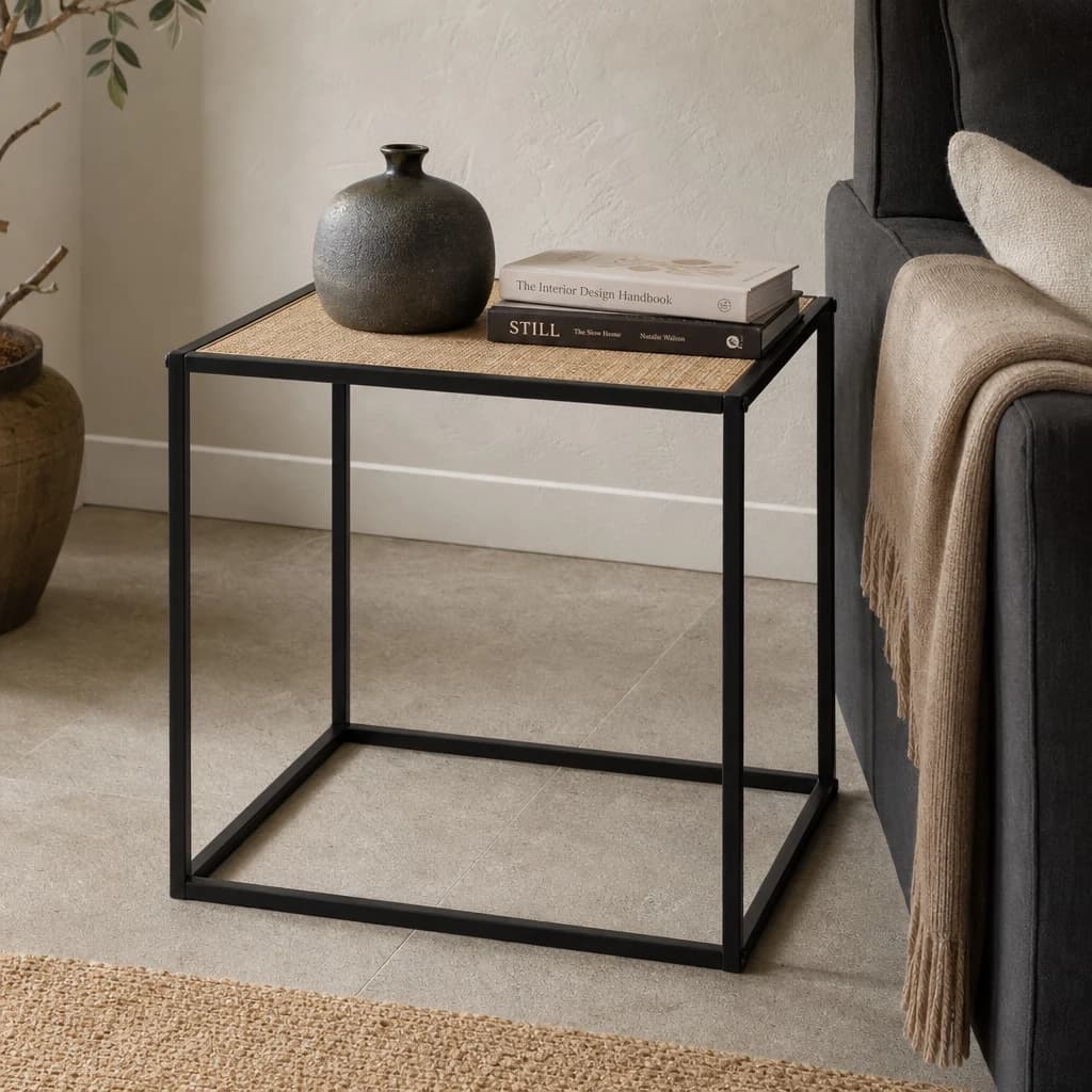 Depok Rattan and Metal Square Side Table - Tables, photo 1 of 8