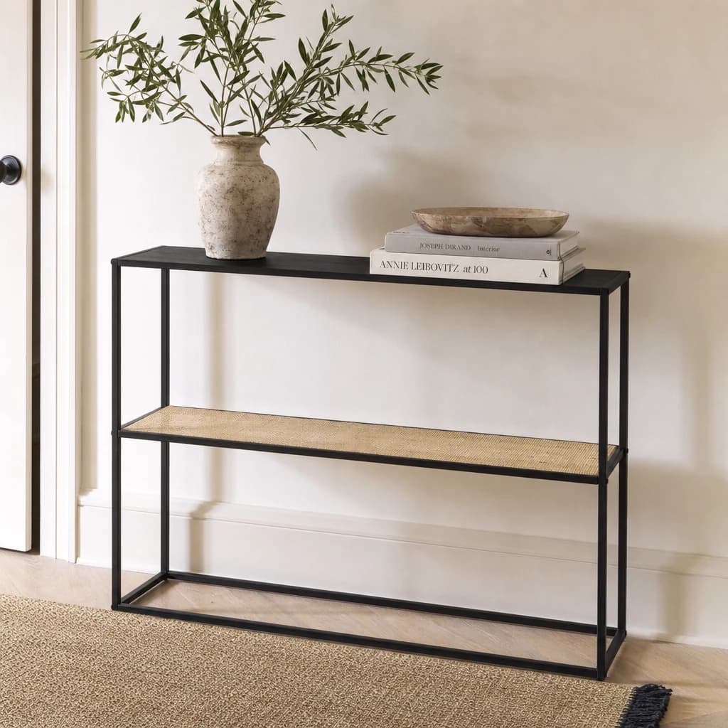 Depok 2 Tier Rattan And Metal Console Table - Tables, photo 1 of 8