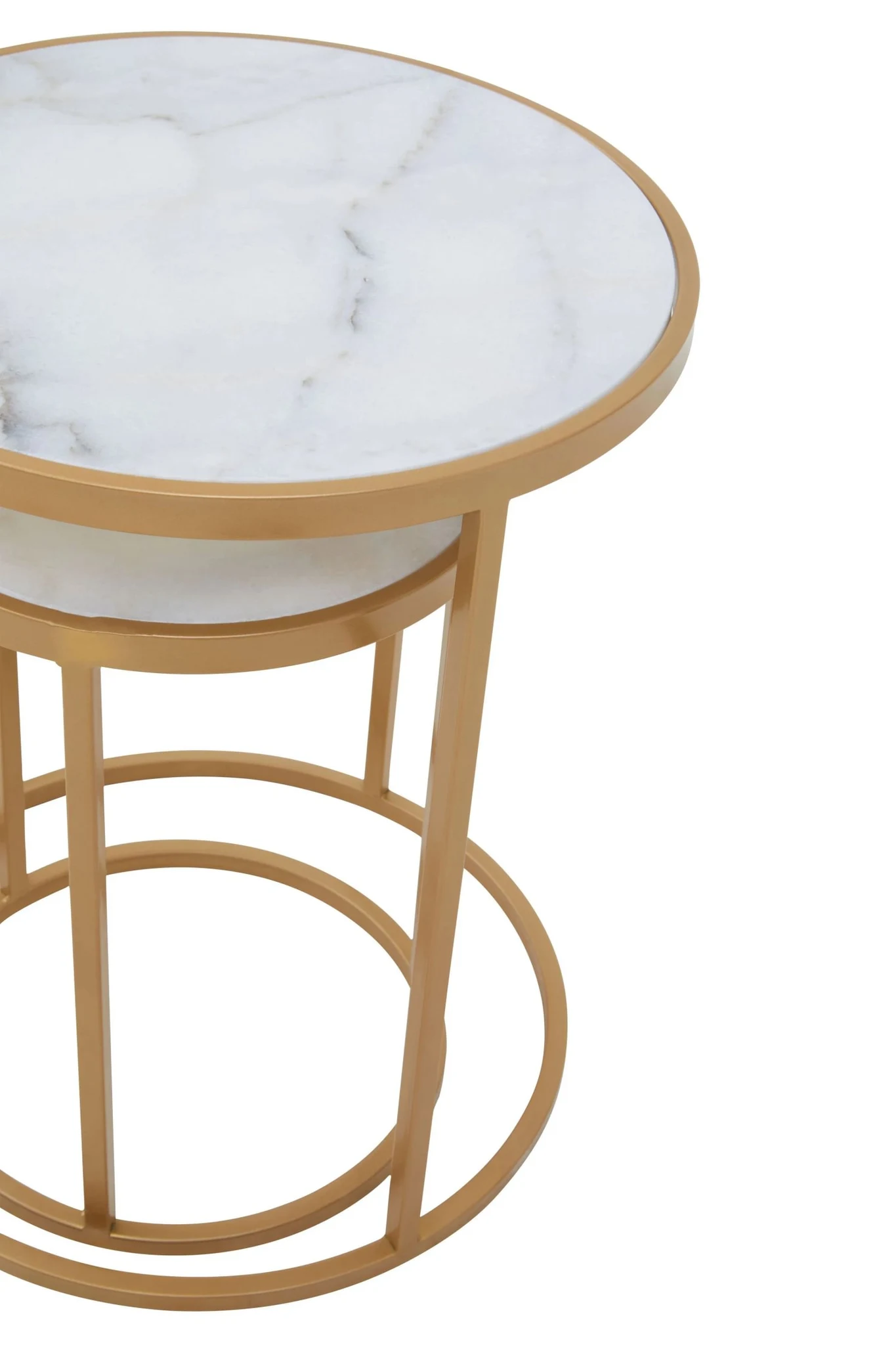 Colva White Marble and Gold Set Of Two Nesting Tables - Tables, photo 7 of 7