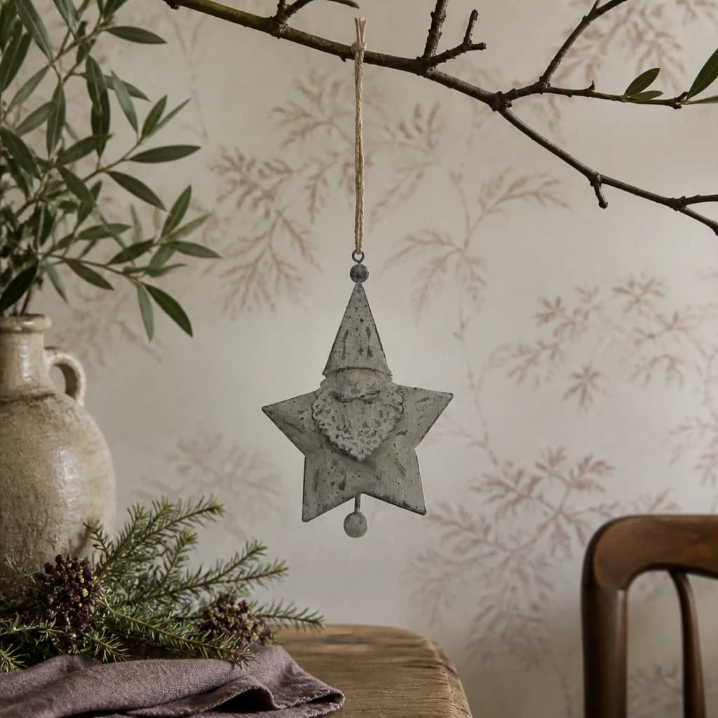 Rustic Hanging Santa Star - Sculptures & ornaments, photo 1 of 2