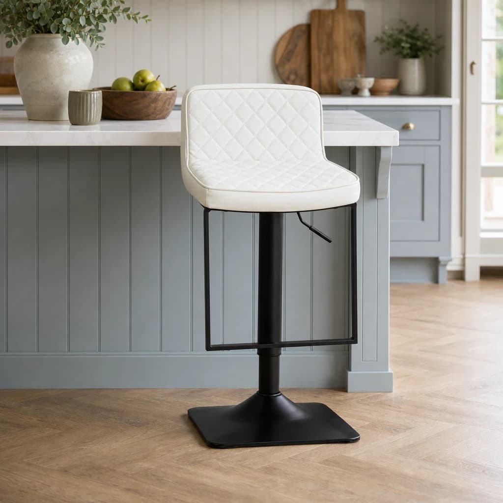 Baina White Leather Effect and Black Base Bar chair - Seating, photo 1 of 8