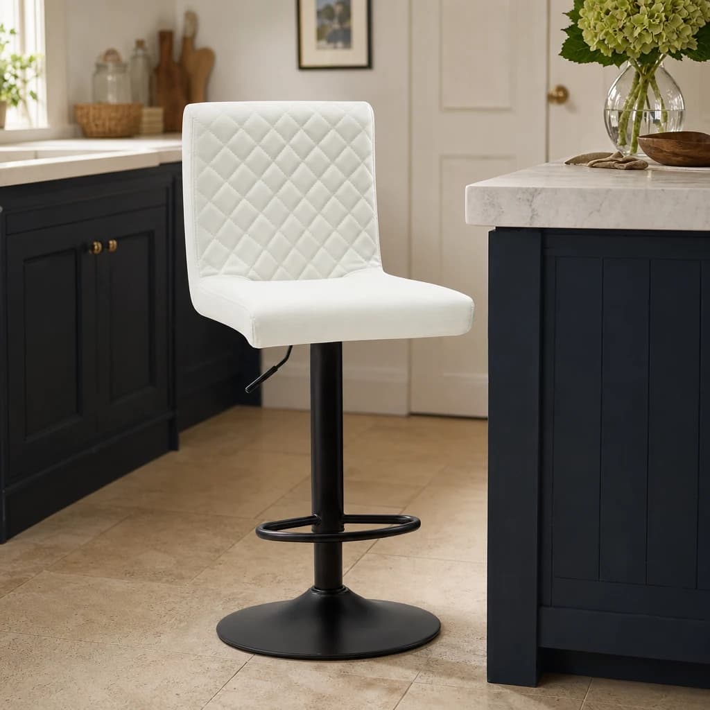 Baina High Back White Leather Effect Bar Chair - Seating, photo 1 of 8