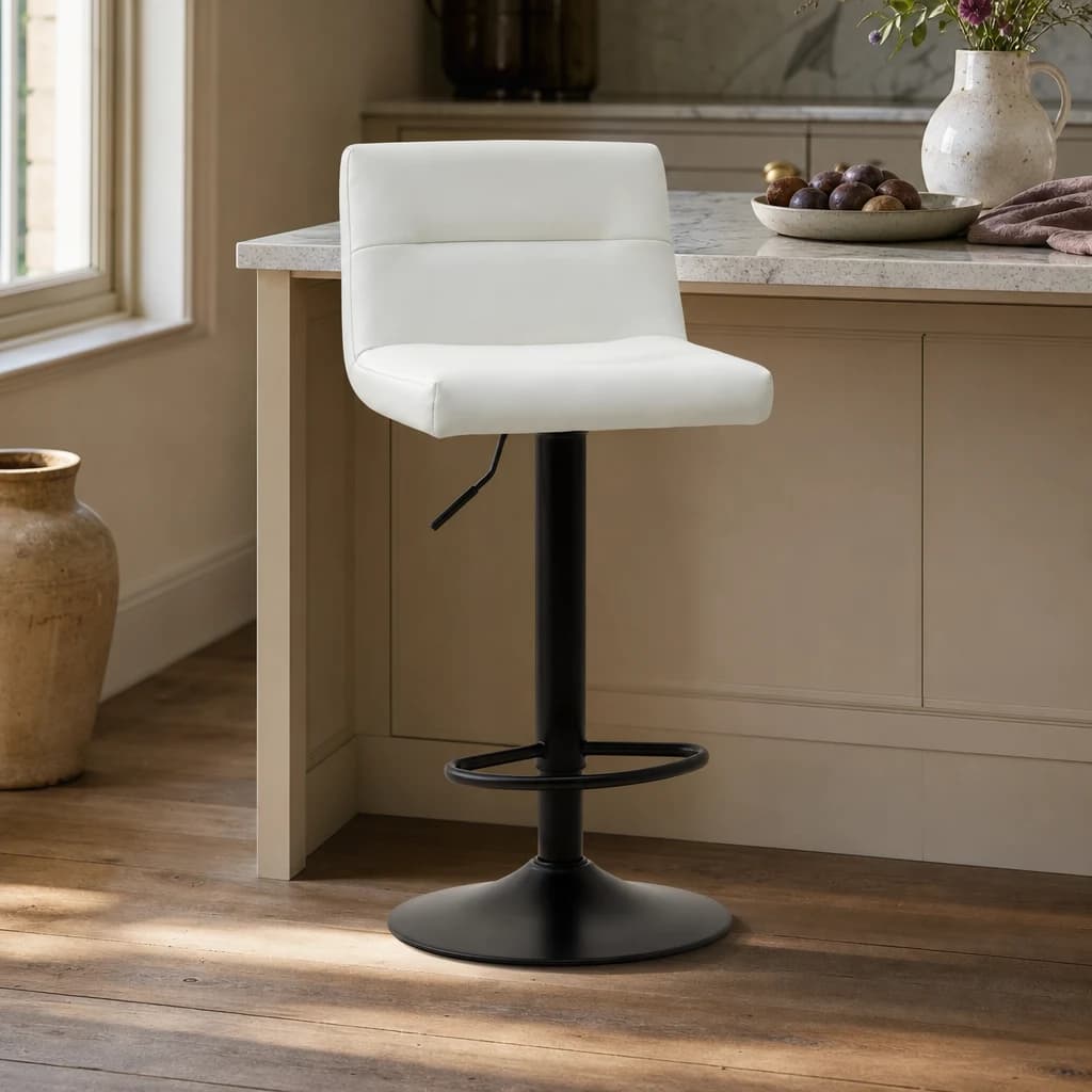 Baina White Leather Effect Bar Stool - Seating, photo 1 of 8