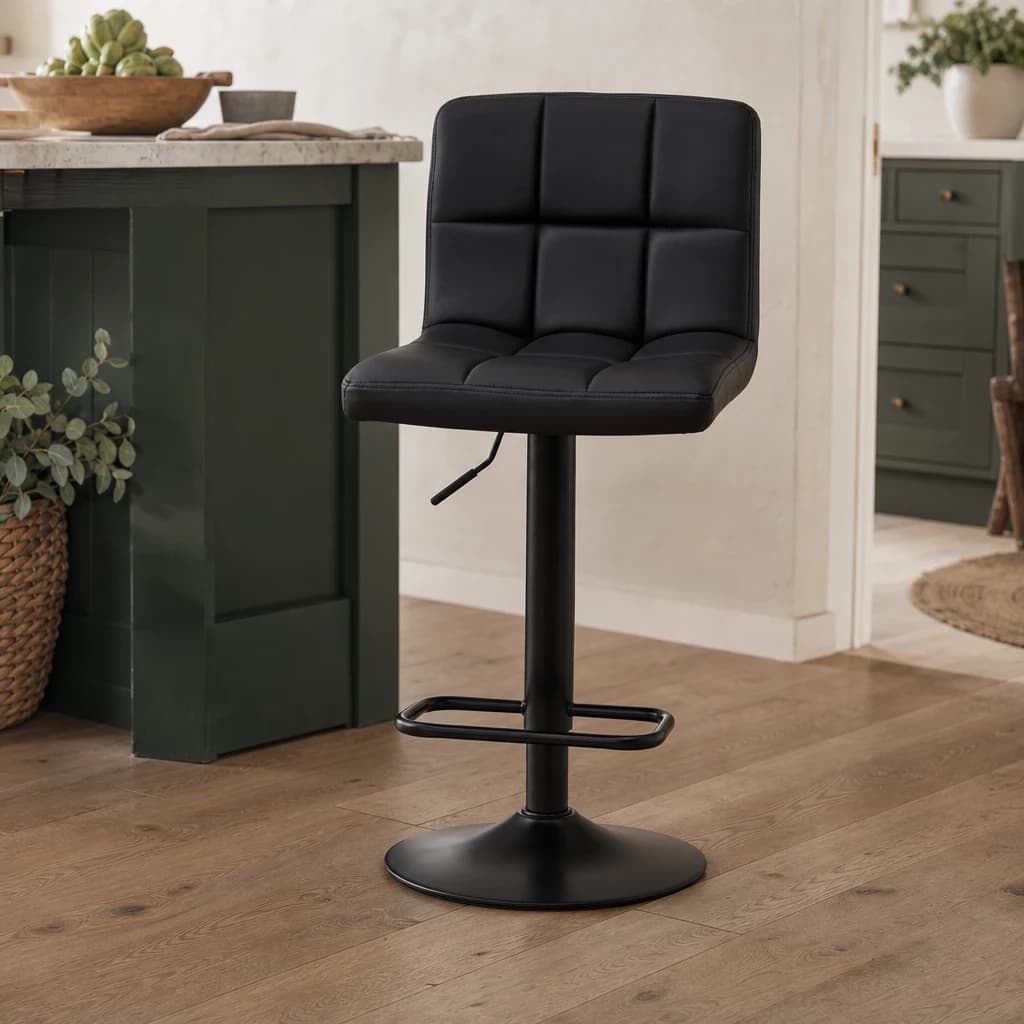 Baina Black Faux Leather Bar Chair - Seating, photo 1 of 8