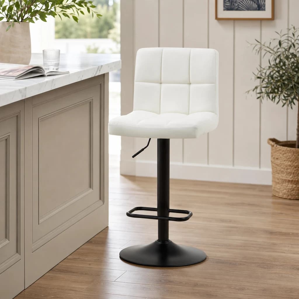 Baina White Faux Leather Bar Chair - Seating, photo 1 of 8