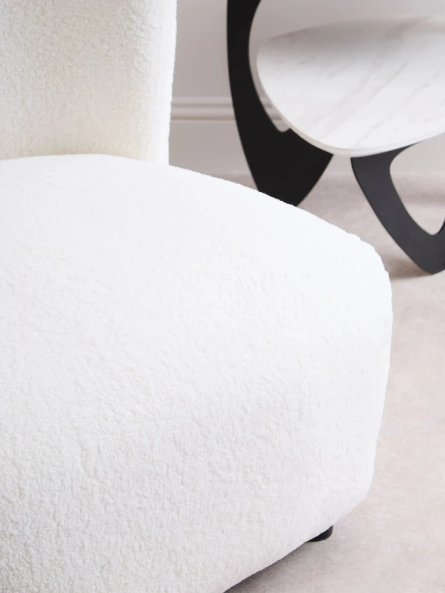 Montreal Ivory Boucle Effect Armless Lounge Chair - Seating, photo 3 of 8