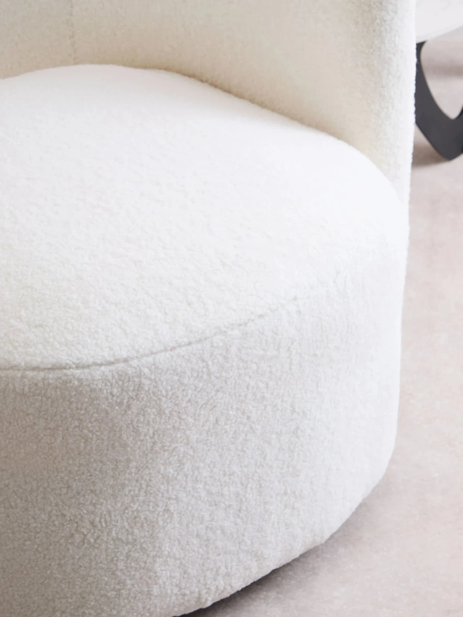 Montreal Ivory Boucle Effect Curved Lounge Chair With Swivel Base - Seating, photo 2 of 8