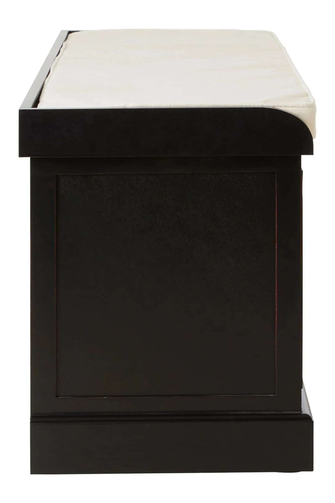 Heritage Black Three Drawer Wooden and Rattan Storage Bench with Cushion - Bookcases & shelving, photo 3 of 5