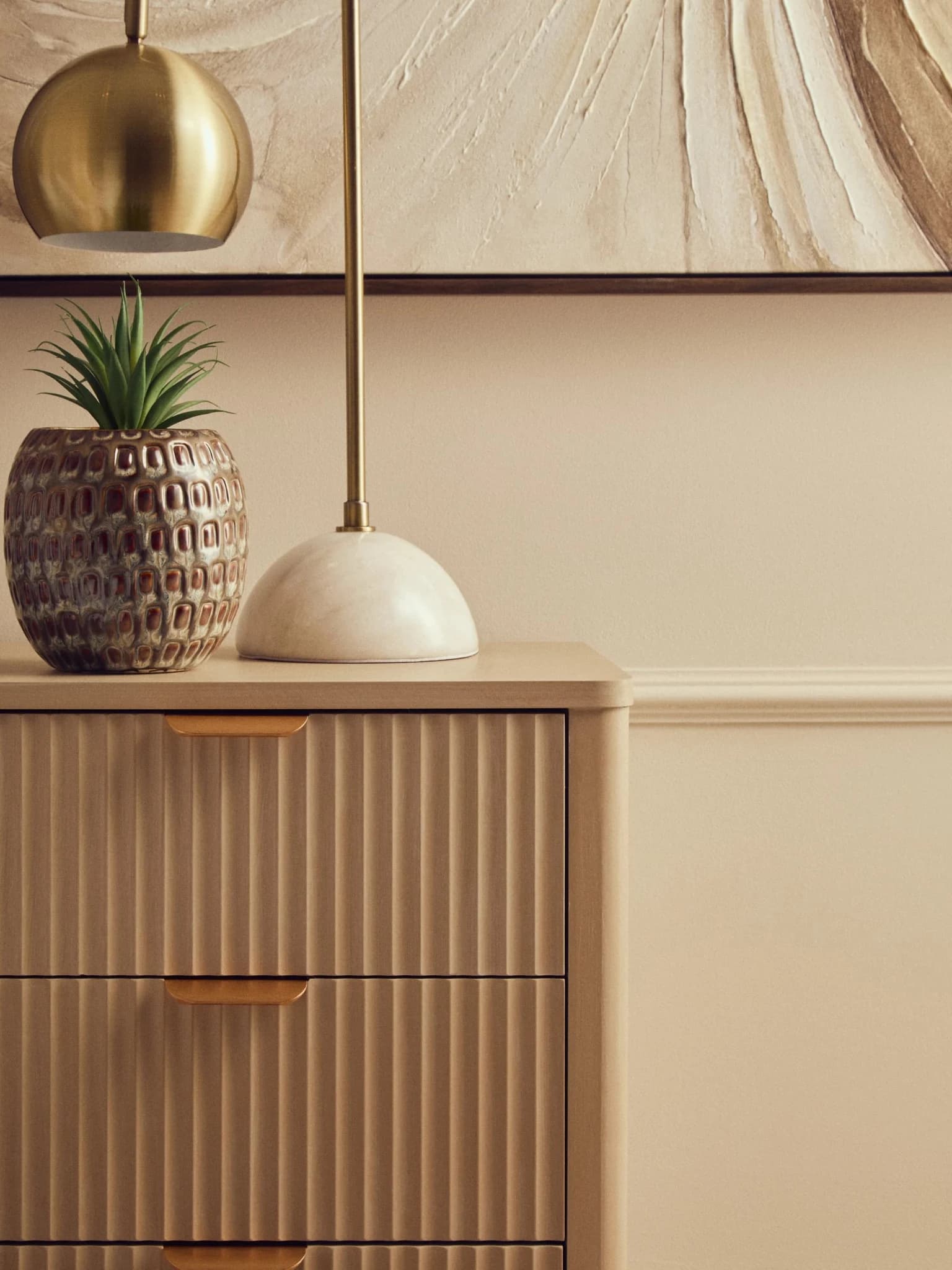 Heritage Reed Detail Taupe Three Drawer Wooden Chest - Furniture, photo 3 of 8