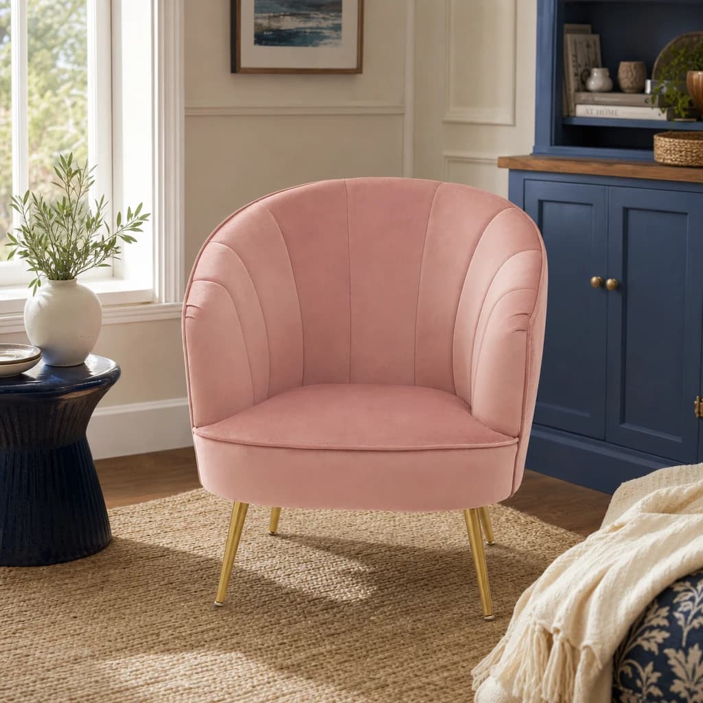 Yolanda Pink Velvet Chair - Seating, photo 1 of 8