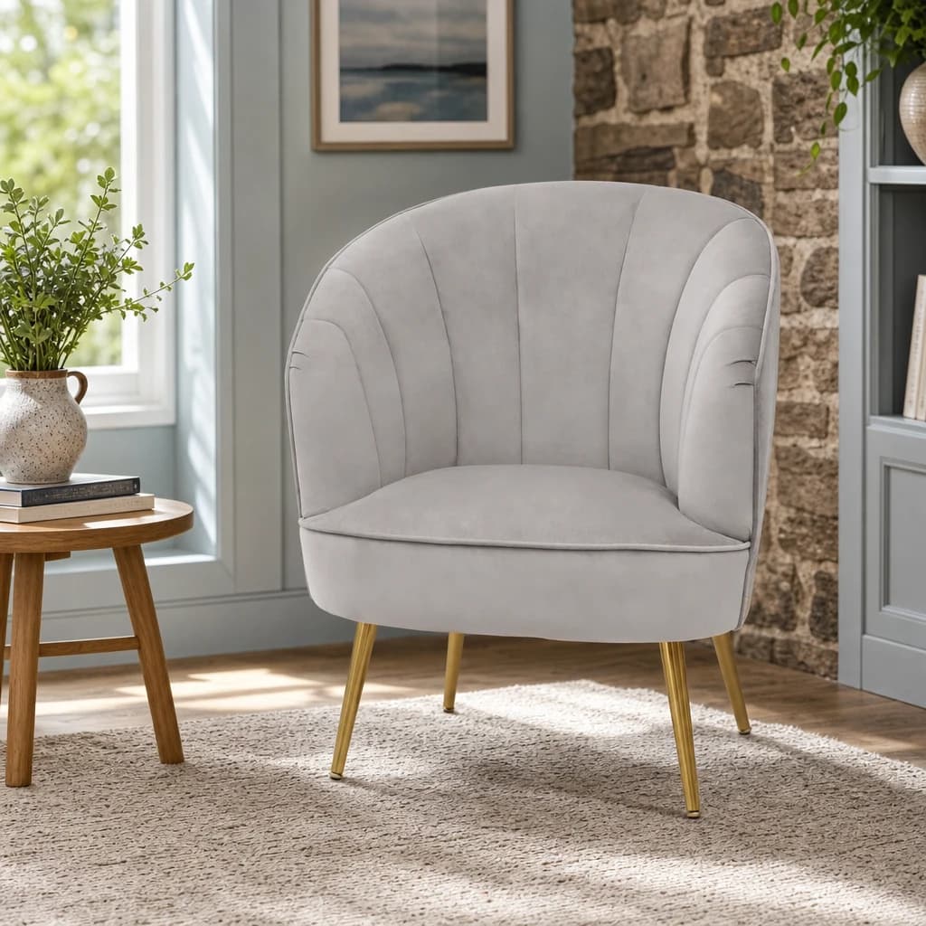 Yolanda Grey Velvet Chair - Seating, photo 1 of 8