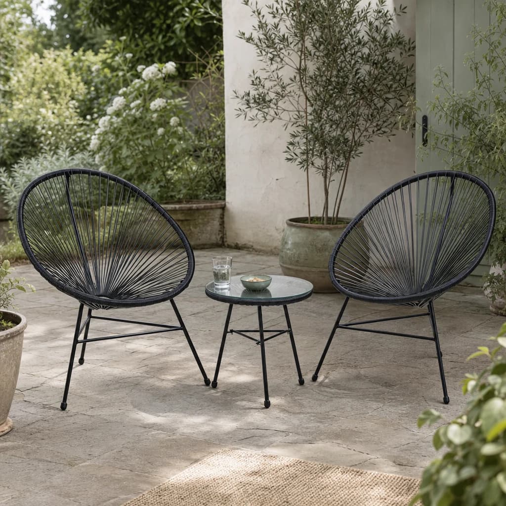 Miami Black Rattan 3 Piece Patio Set (Seat) - Furniture, photo 1 of 8