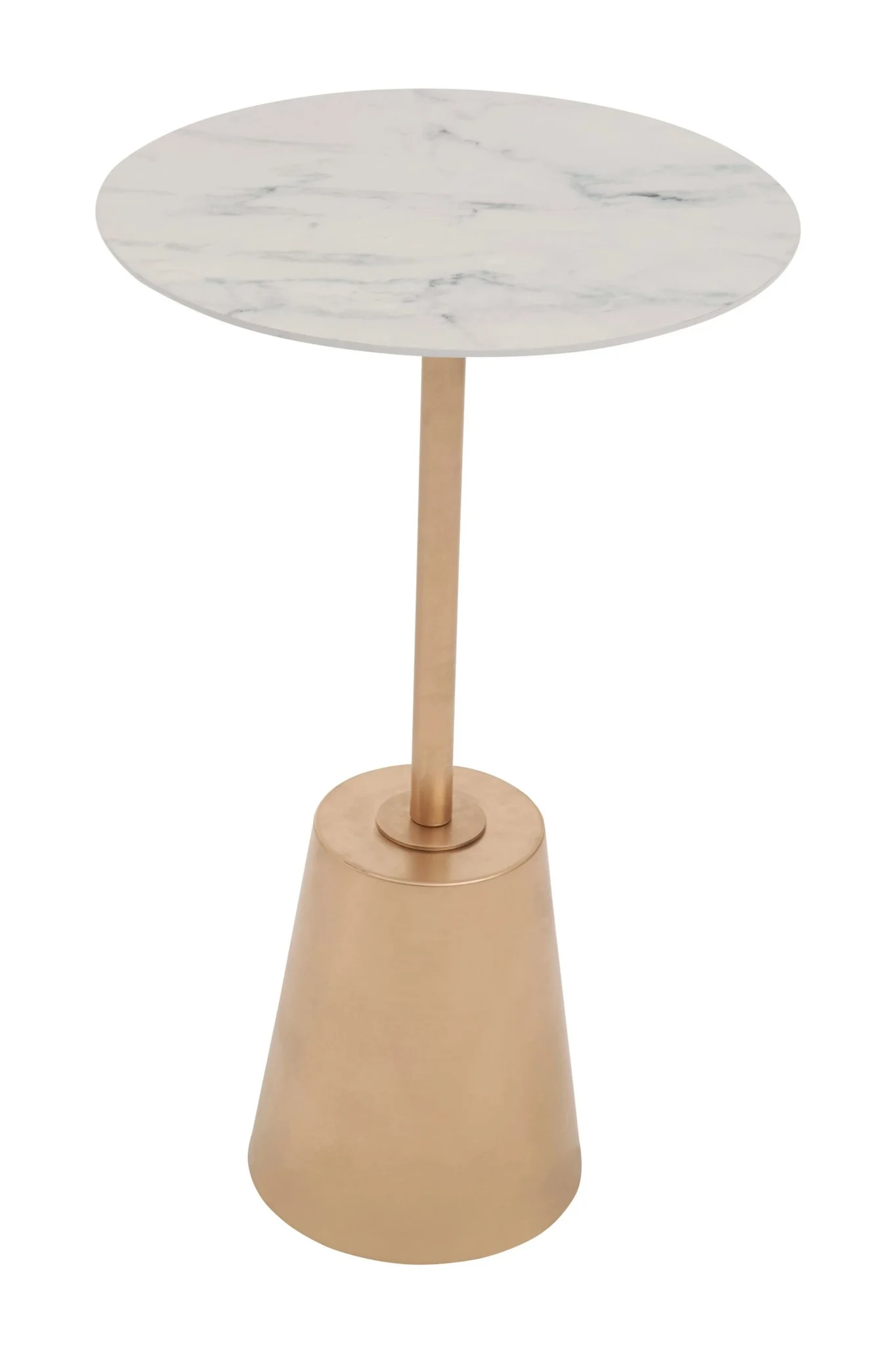 Avola White Marble Effect Top Gold Base Side Table - Tables, photo 2 of 5
