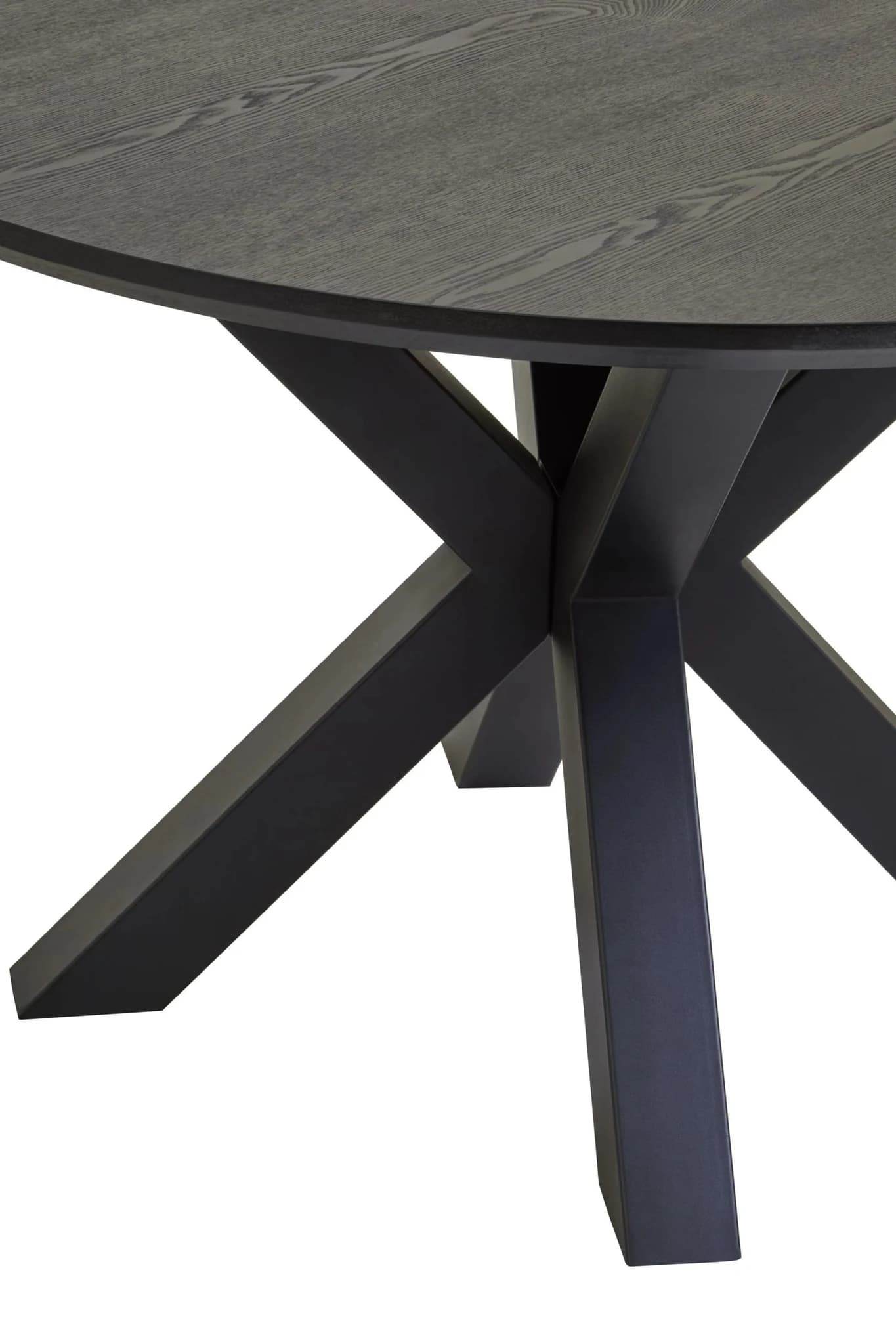 Salford Black Wood Veneer Round Dining Table With Metal Legs - Tables, photo 8 of 8