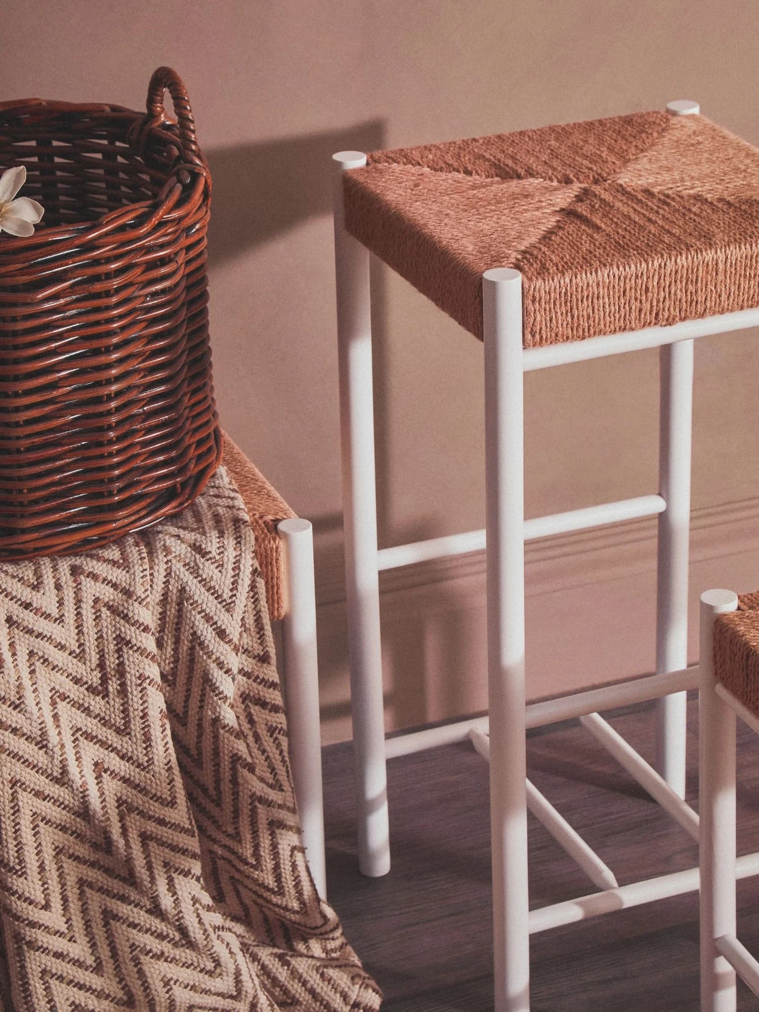 Bandar Natural Rope and White Bar Stool - Seating, photo 5 of 8