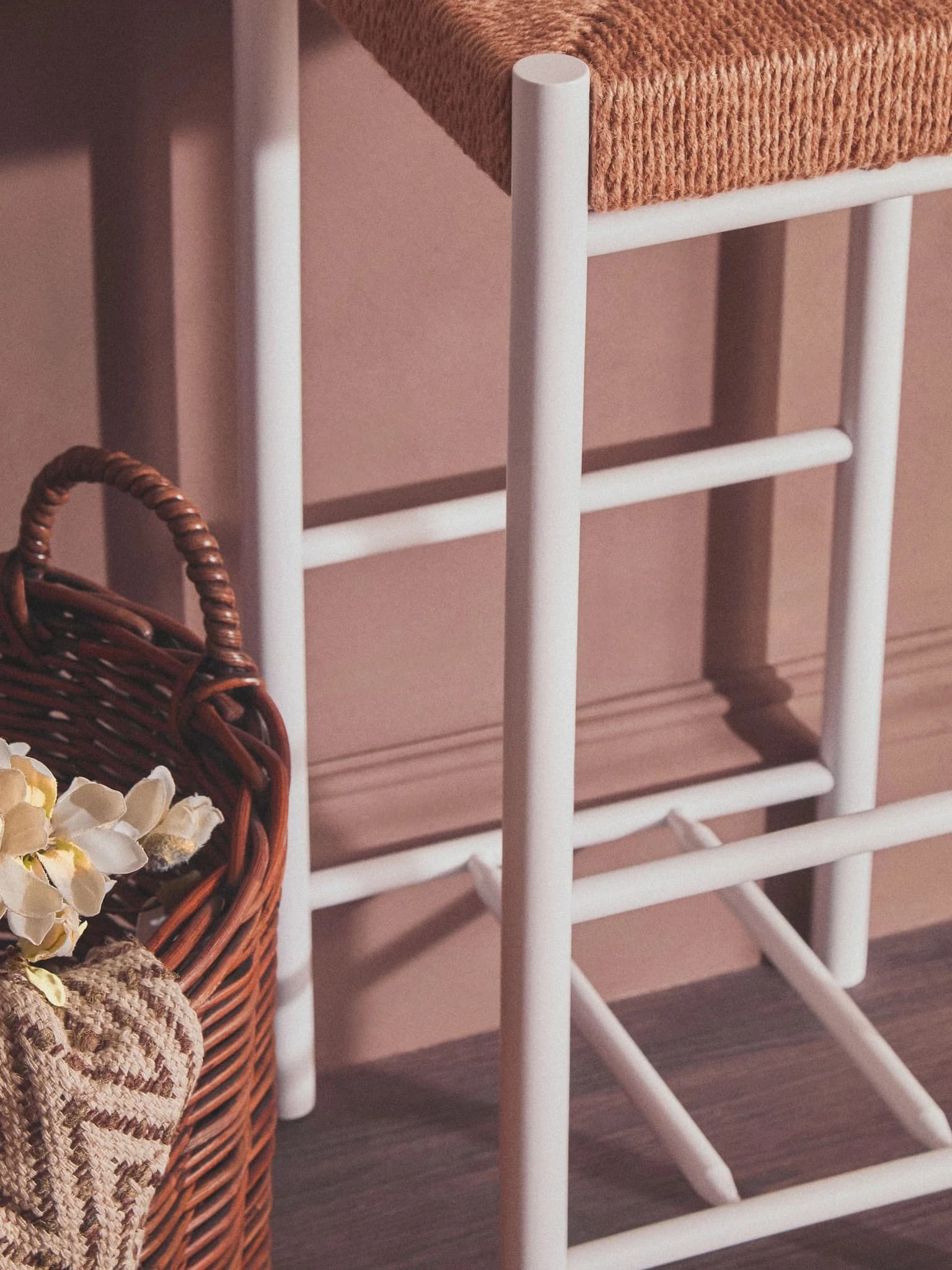 Bandar Natural Rope and White Bar Stool - Seating, photo 2 of 8