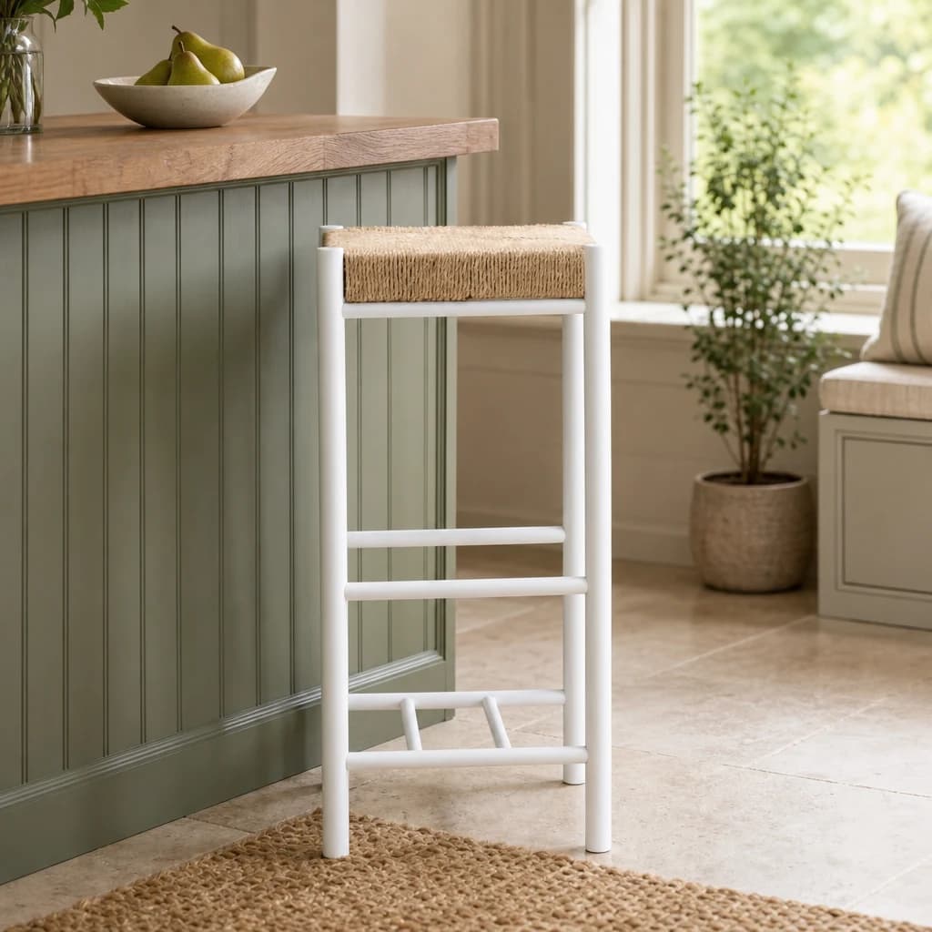 Bandar Natural Rope and White Bar Stool - Seating, photo 1 of 8