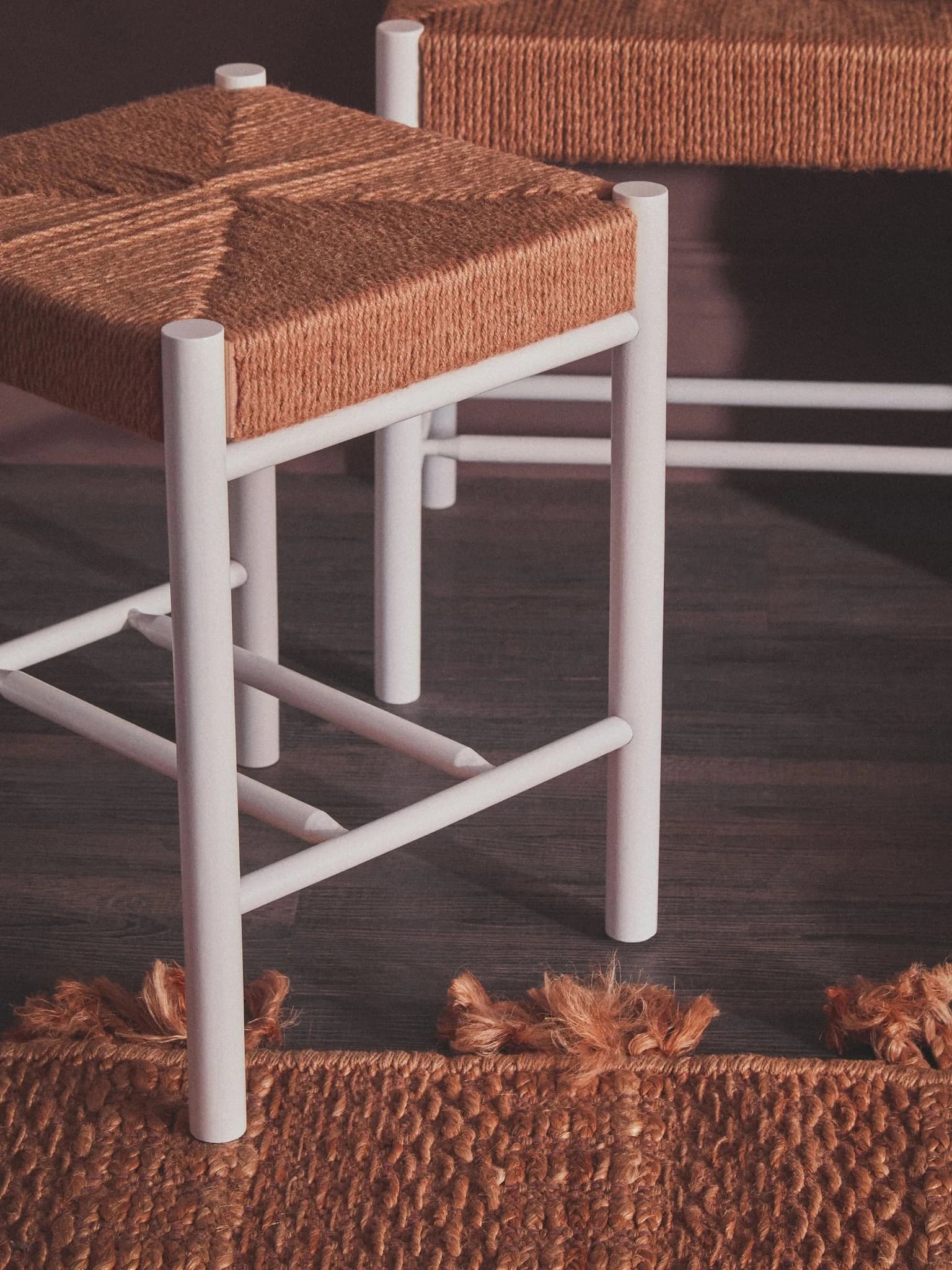 Bandar Natural Rope and White Wood Stool - Seating, photo 8 of 8