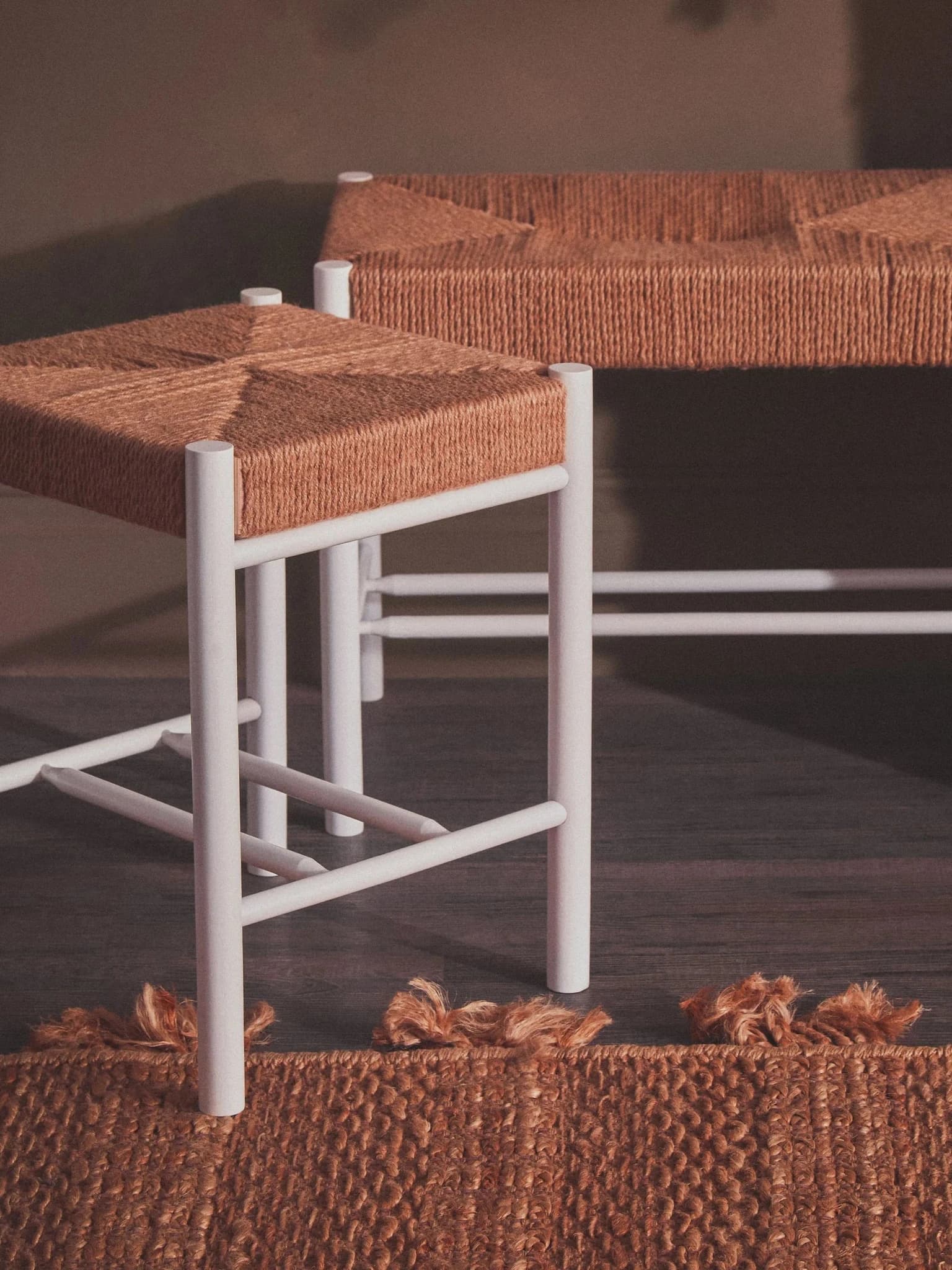Bandar Natural Rope and White Wood Stool - Seating, photo 5 of 8