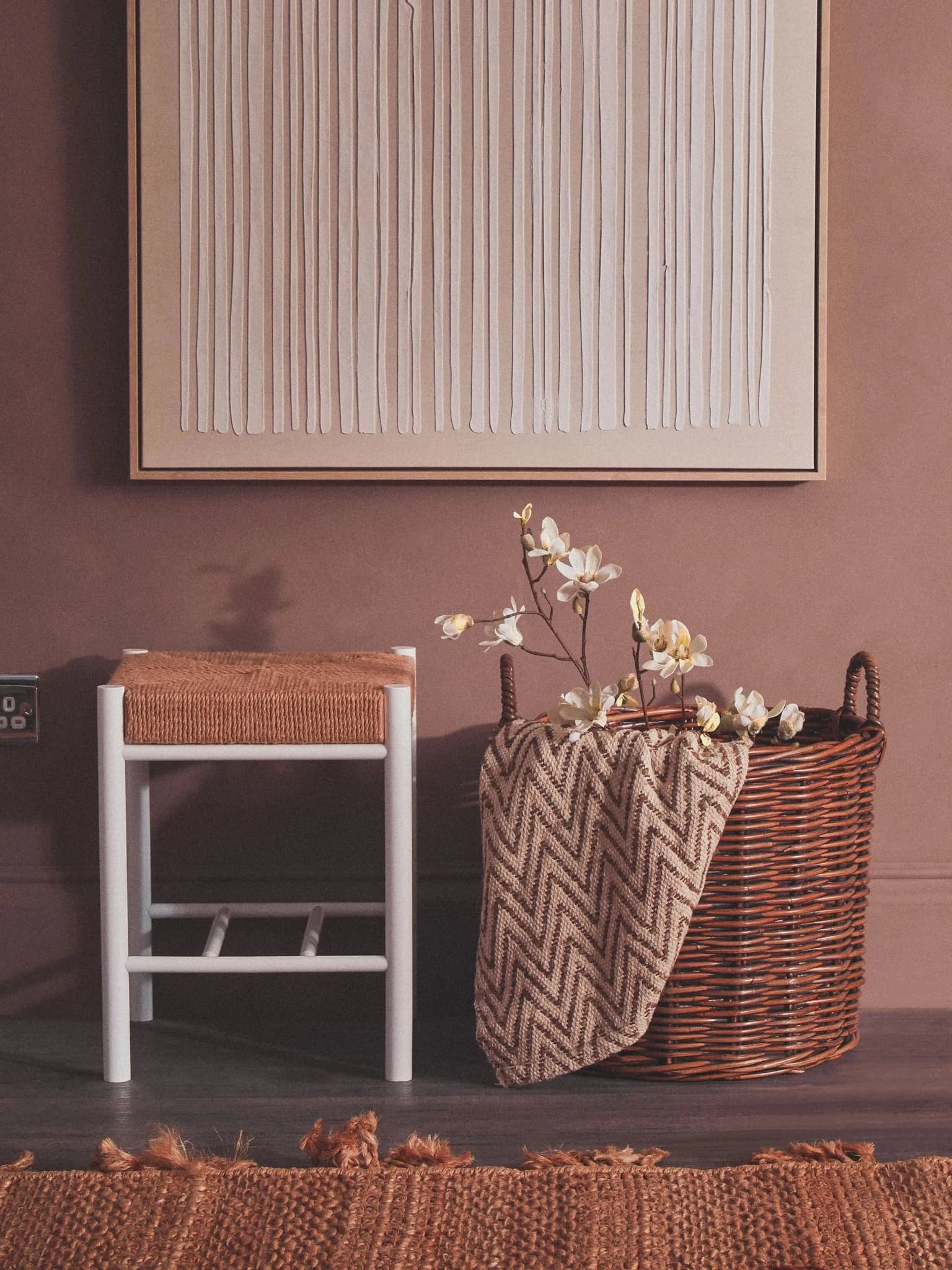 Bandar Natural Rope and White Wood Stool - Seating, photo 4 of 8