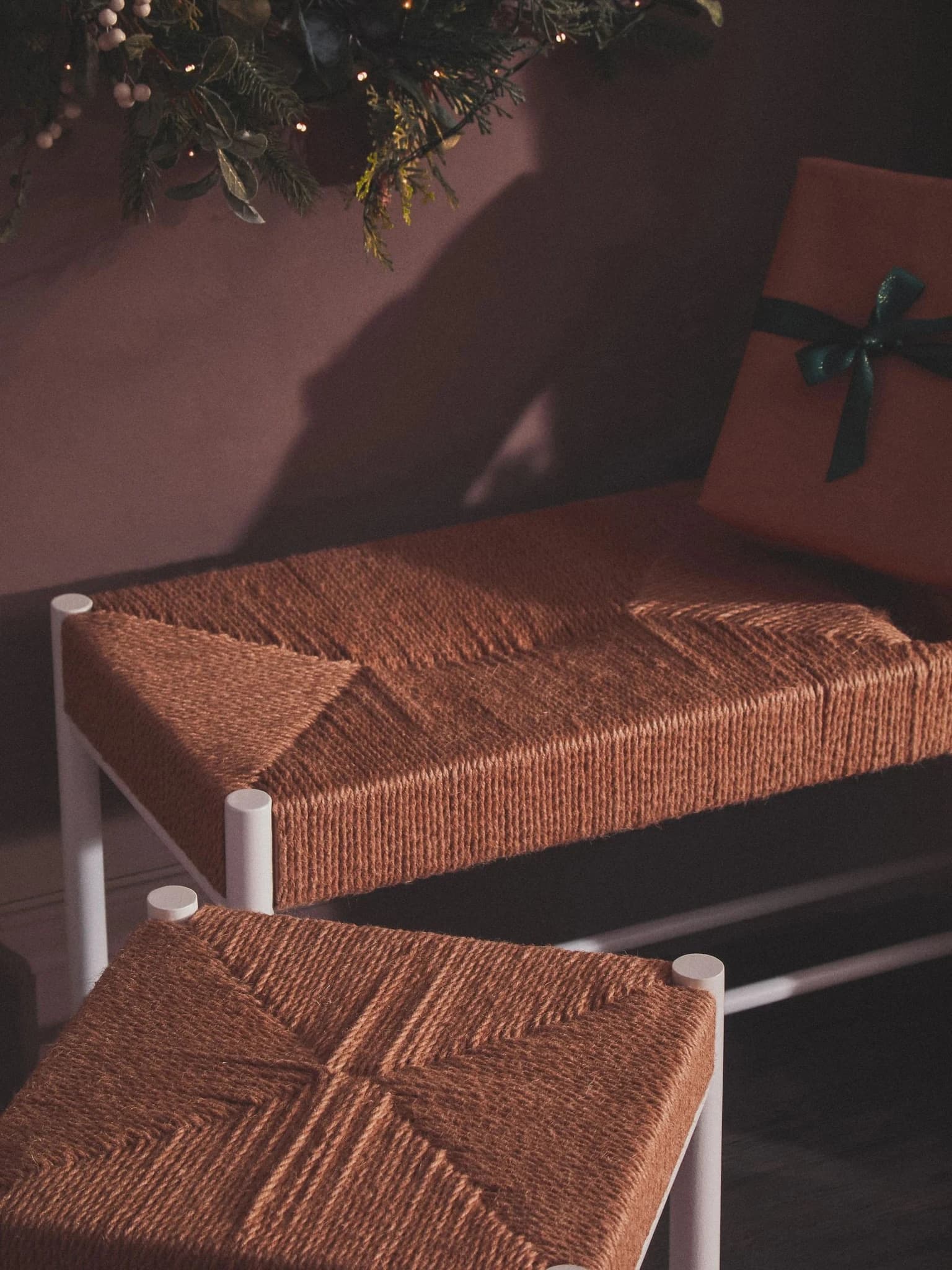 Bandar Large Natural Rope and White Wood Bench - Seating, photo 6 of 8