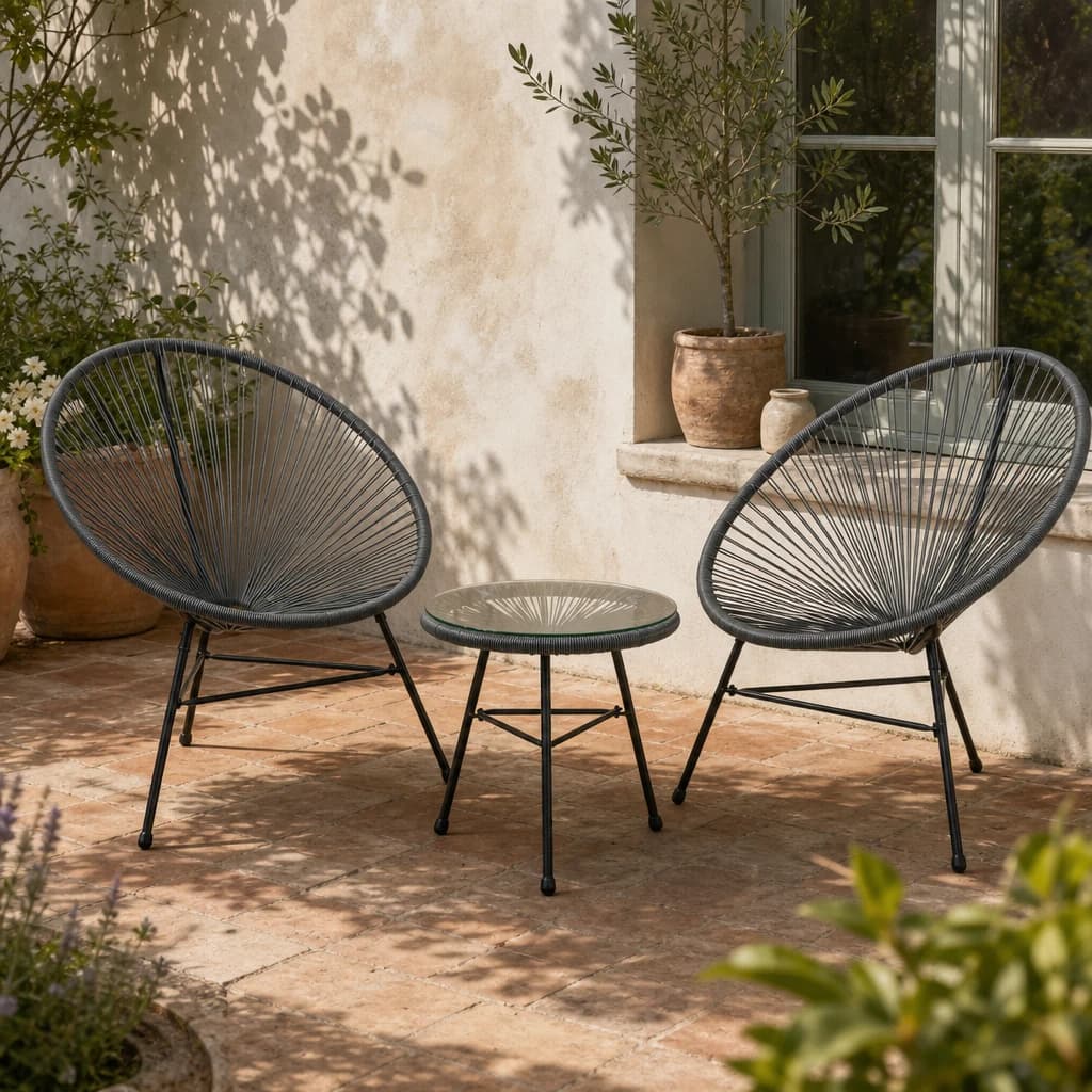 Miami Grey 3 Piece Rattan Patio Set - Furniture, photo 1 of 6