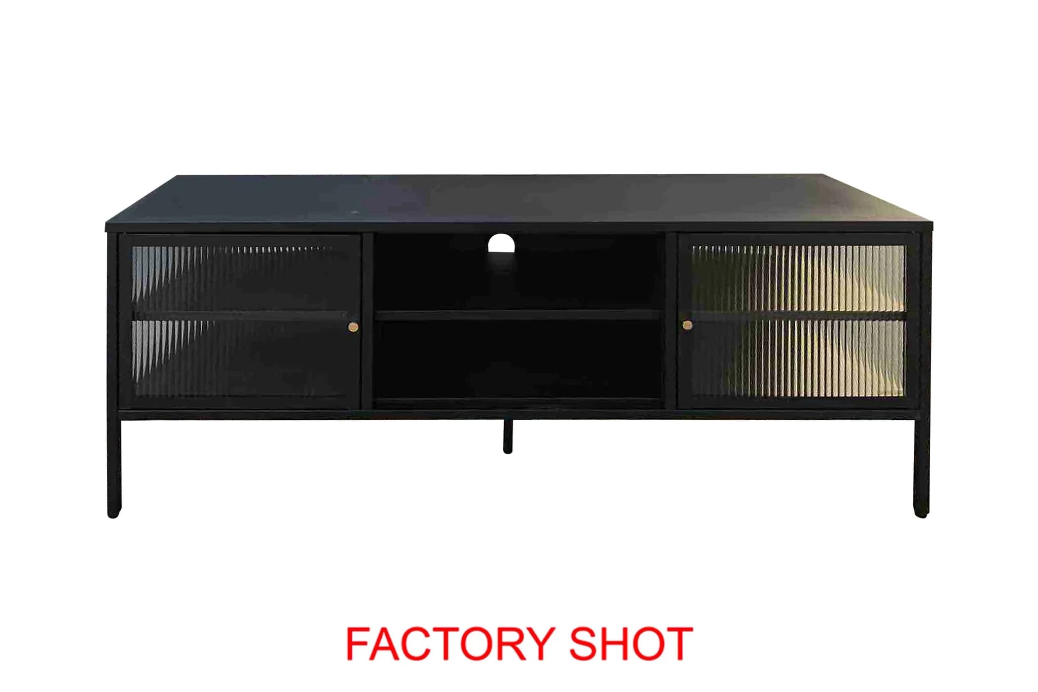Addison Black Metal and Fluted Glass Door Media Unit - Bookcases & shelving, photo 2 of 2