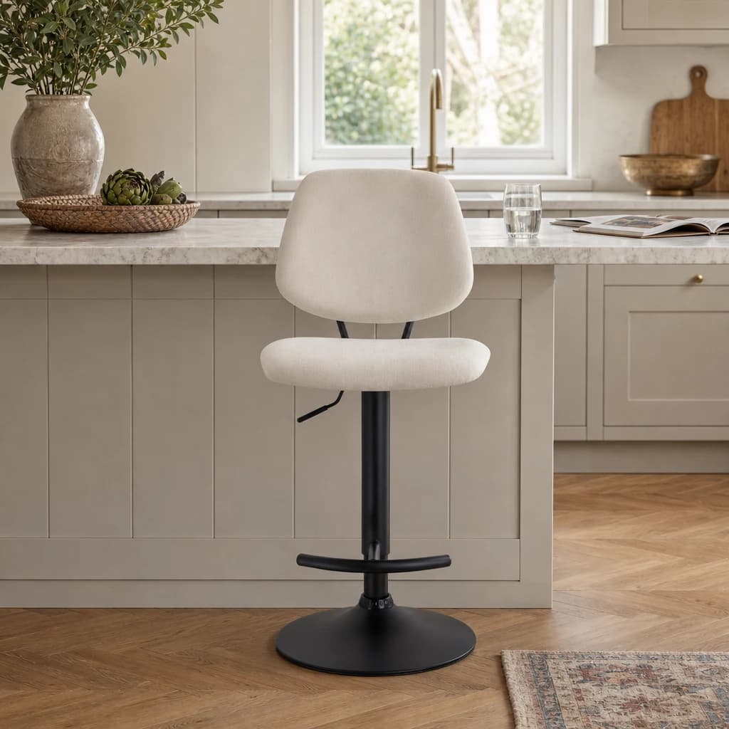 Maxwell Set of 2 Beige Textured Fabric Bar Chairs - Seating, photo 1 of 8