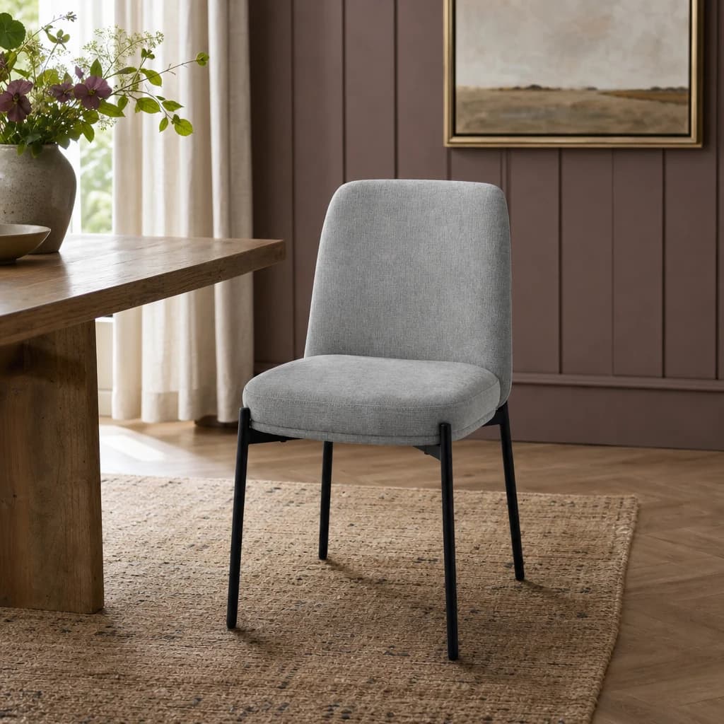 Maxwell Set of 2 Light Grey Textured Fabric Dining Chairs - Seating, photo 1 of 5