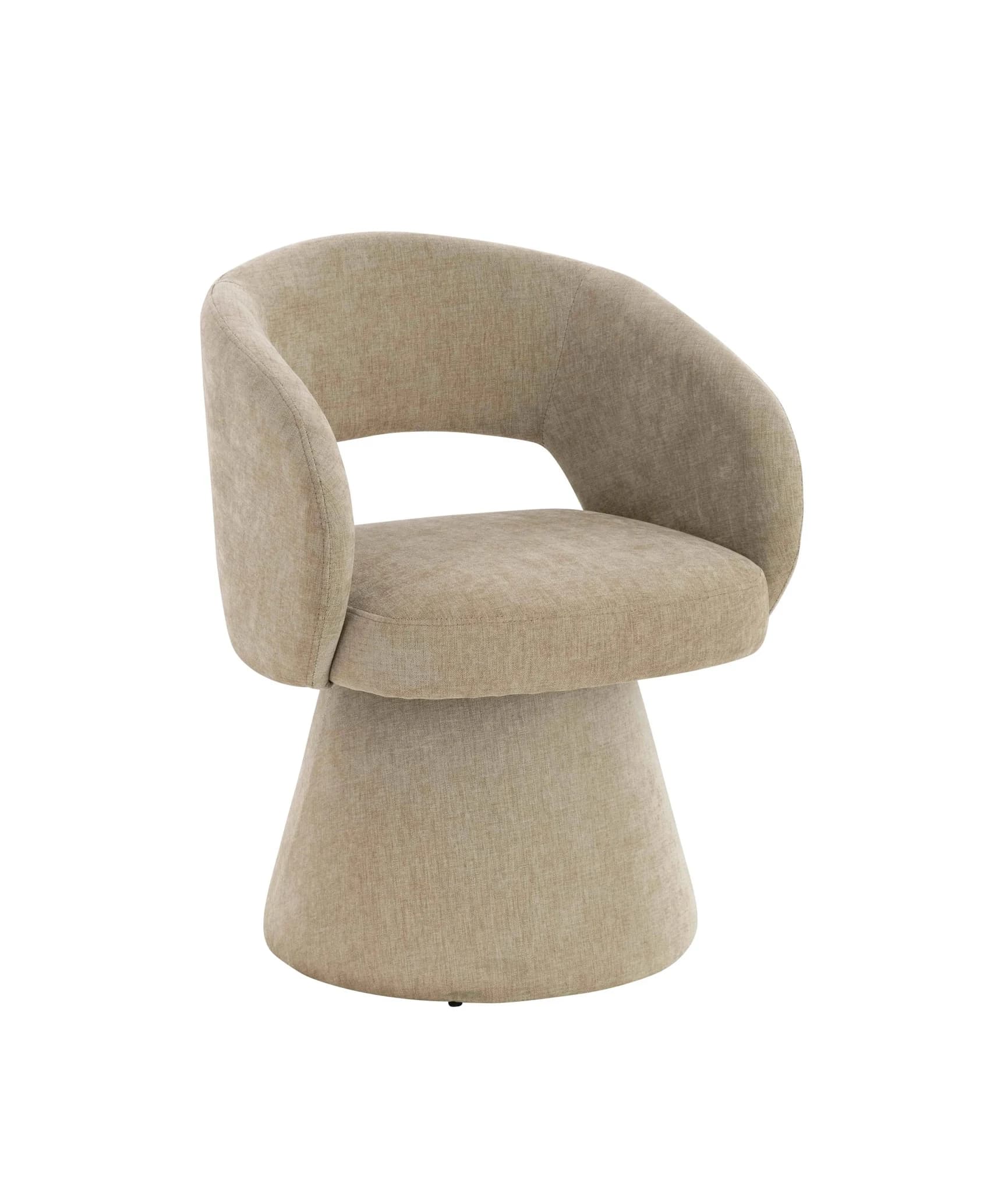 Maxwell Stone Chenille Curved Swivel Dining Chair - Seating, photo 4 of 8